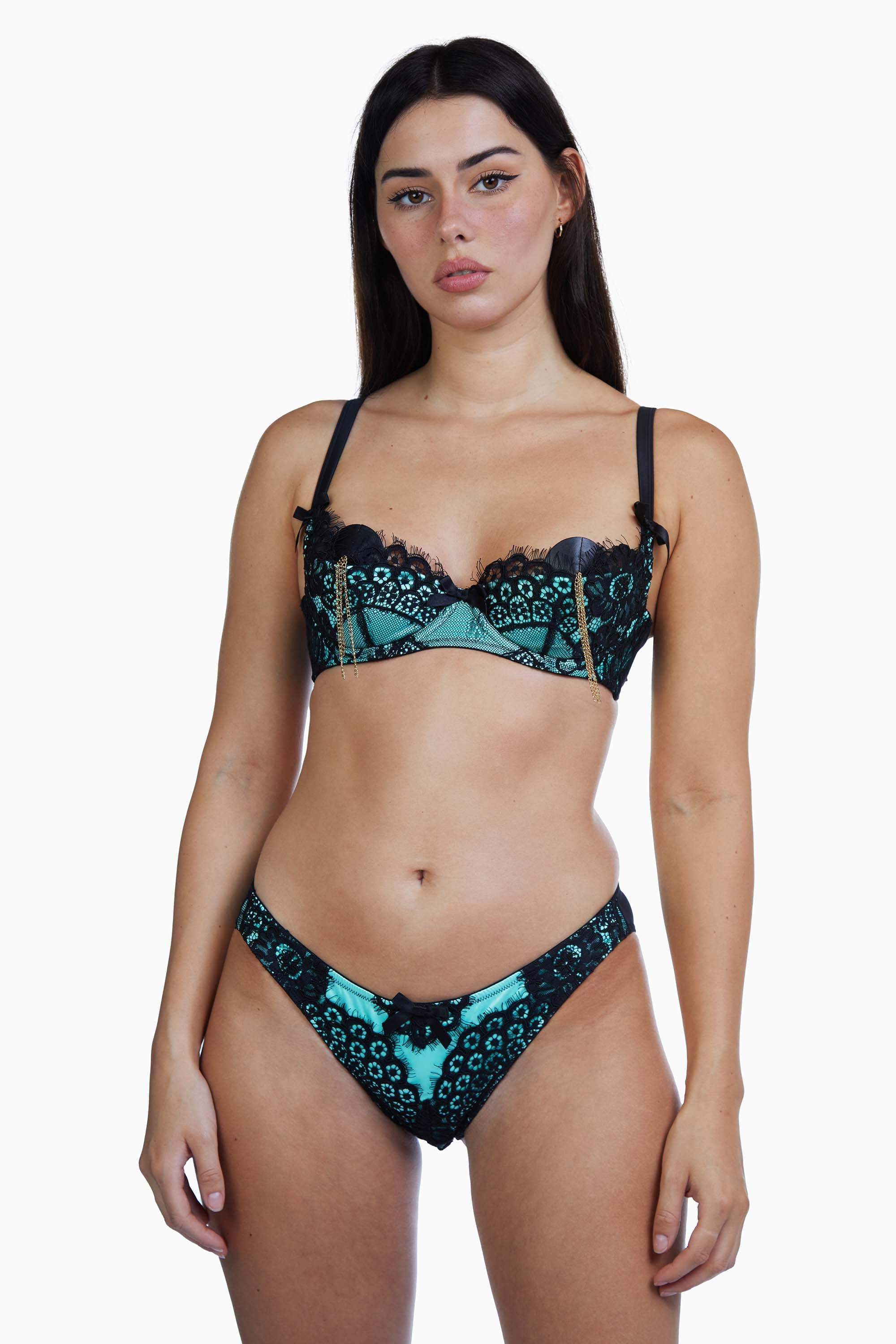 Jaquelina Mint Contrast Quarter Cup Bra - Image 2