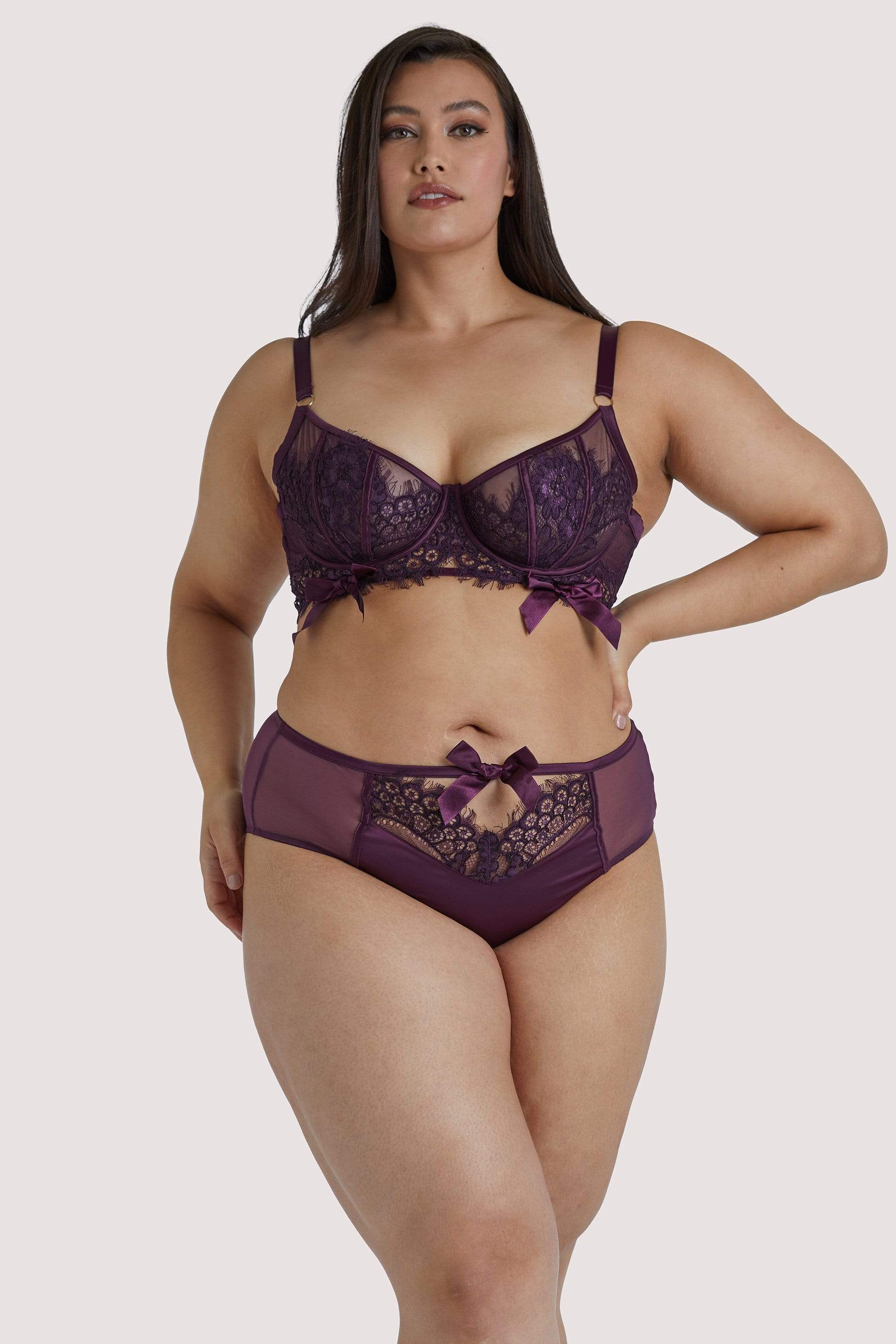 Josephine Aubergine Corded Lace Bra - Image 13