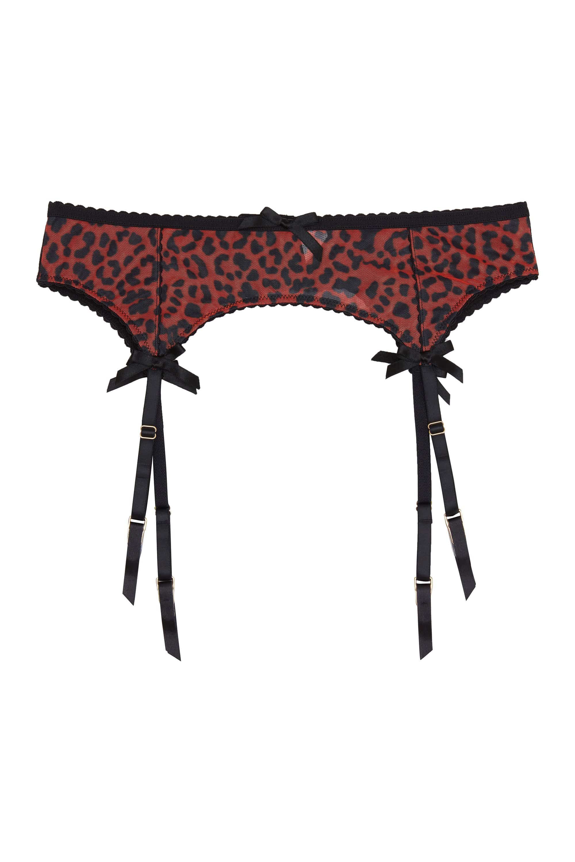 Josie Leopard Mesh Picot Suspender Belt Curve - Image 5