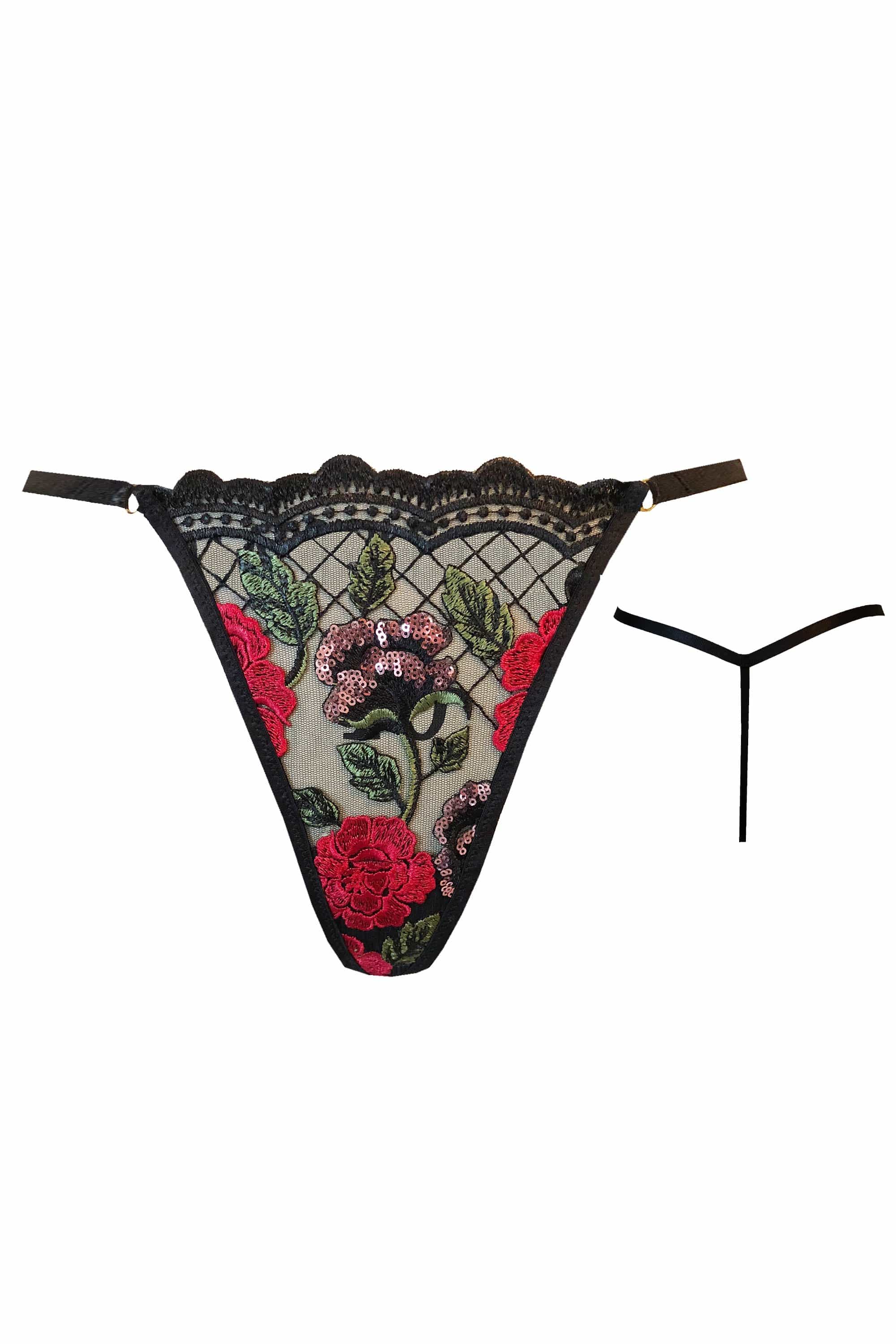 Kilo Brava Black Wild Roses G-String - Image 2