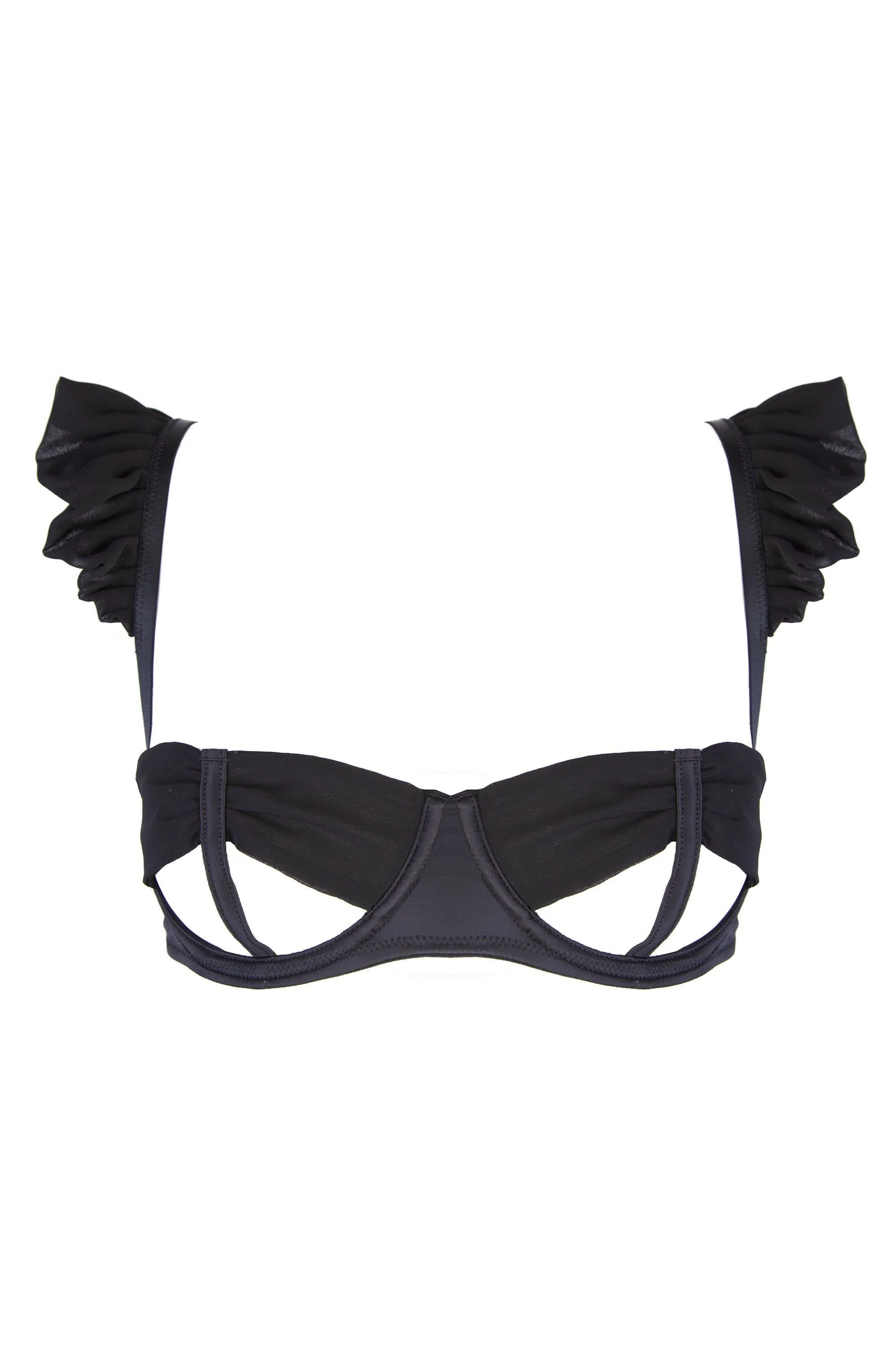 Lana Black Satin Bow Open Bra A-D cups - Image 2