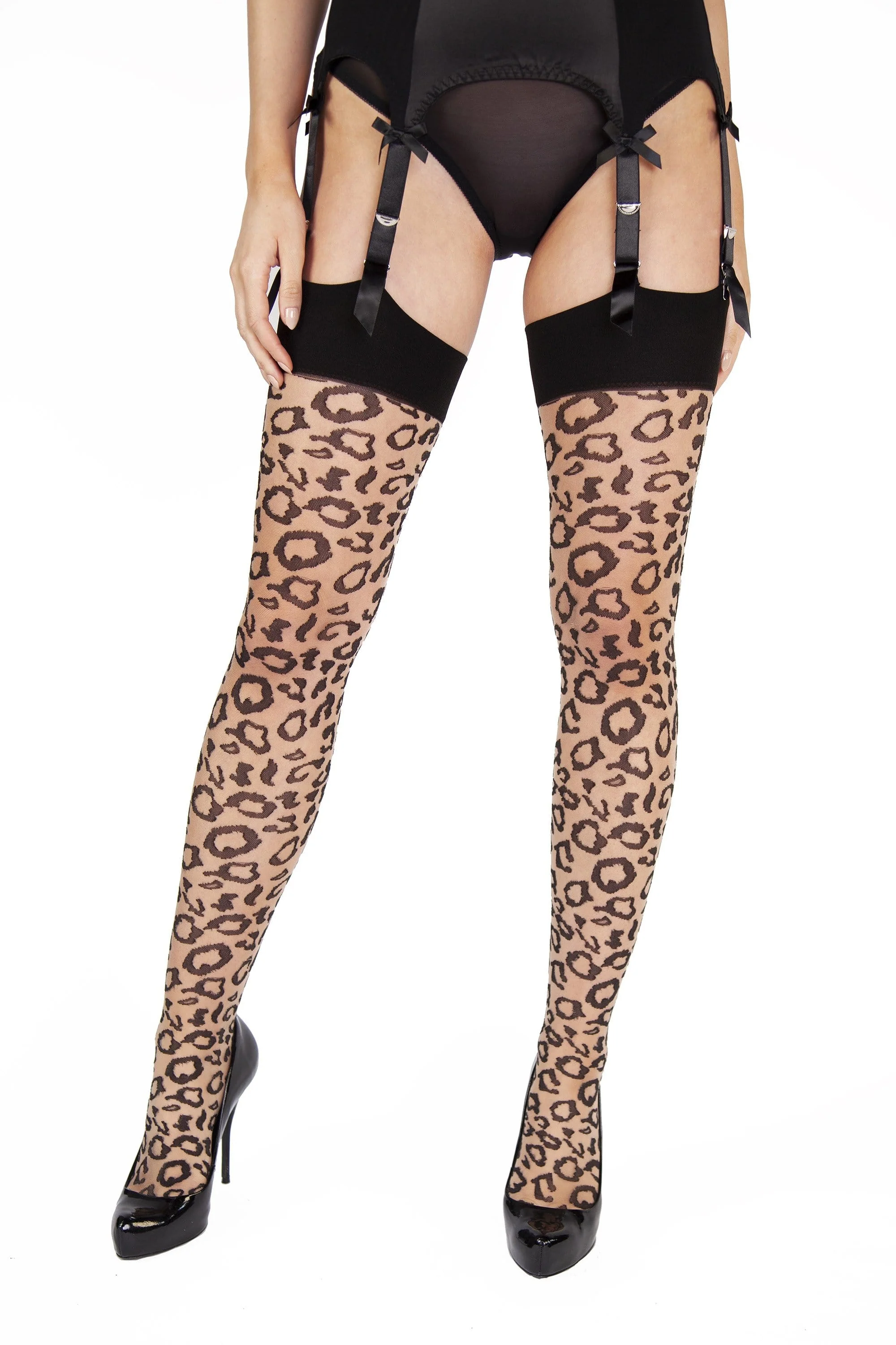 Bettie Page Leopard Knit Stockings AUS 8 - 22 - Image 4