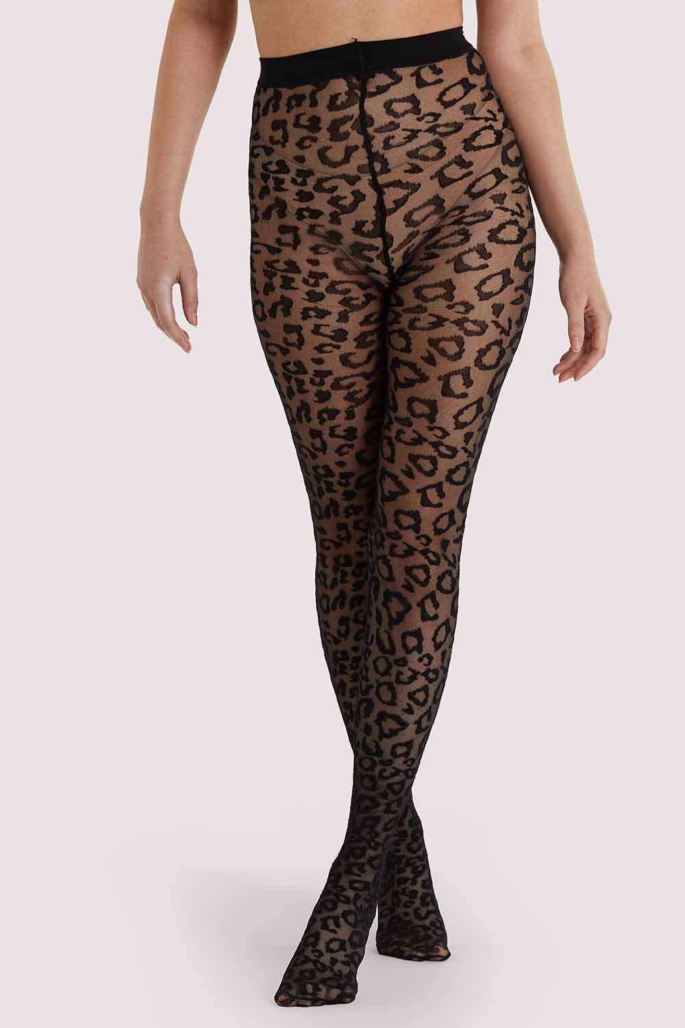 Bettie Page Leopard Knit Tights - Black AUS 8 - 22 - Image 2