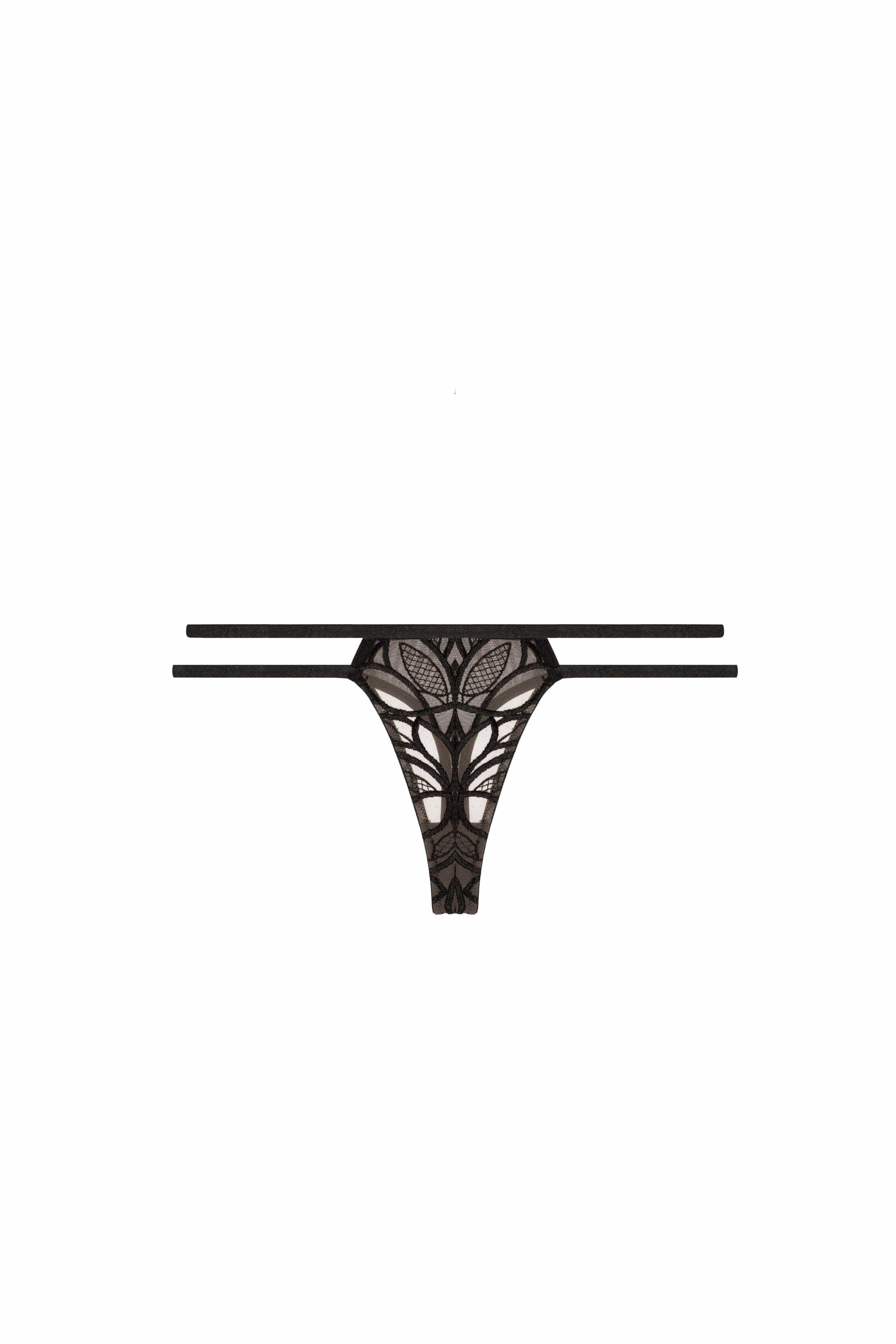 Lilith Black Graphic Embroidery Thong - Image 4