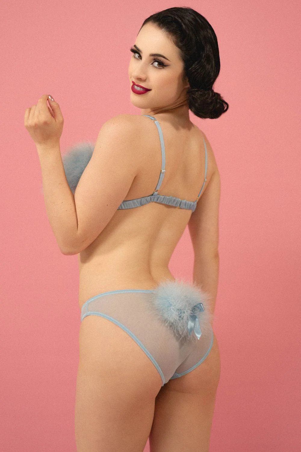 Lulu Baby Blue DiamantÃ© Marabou Set - Image 8