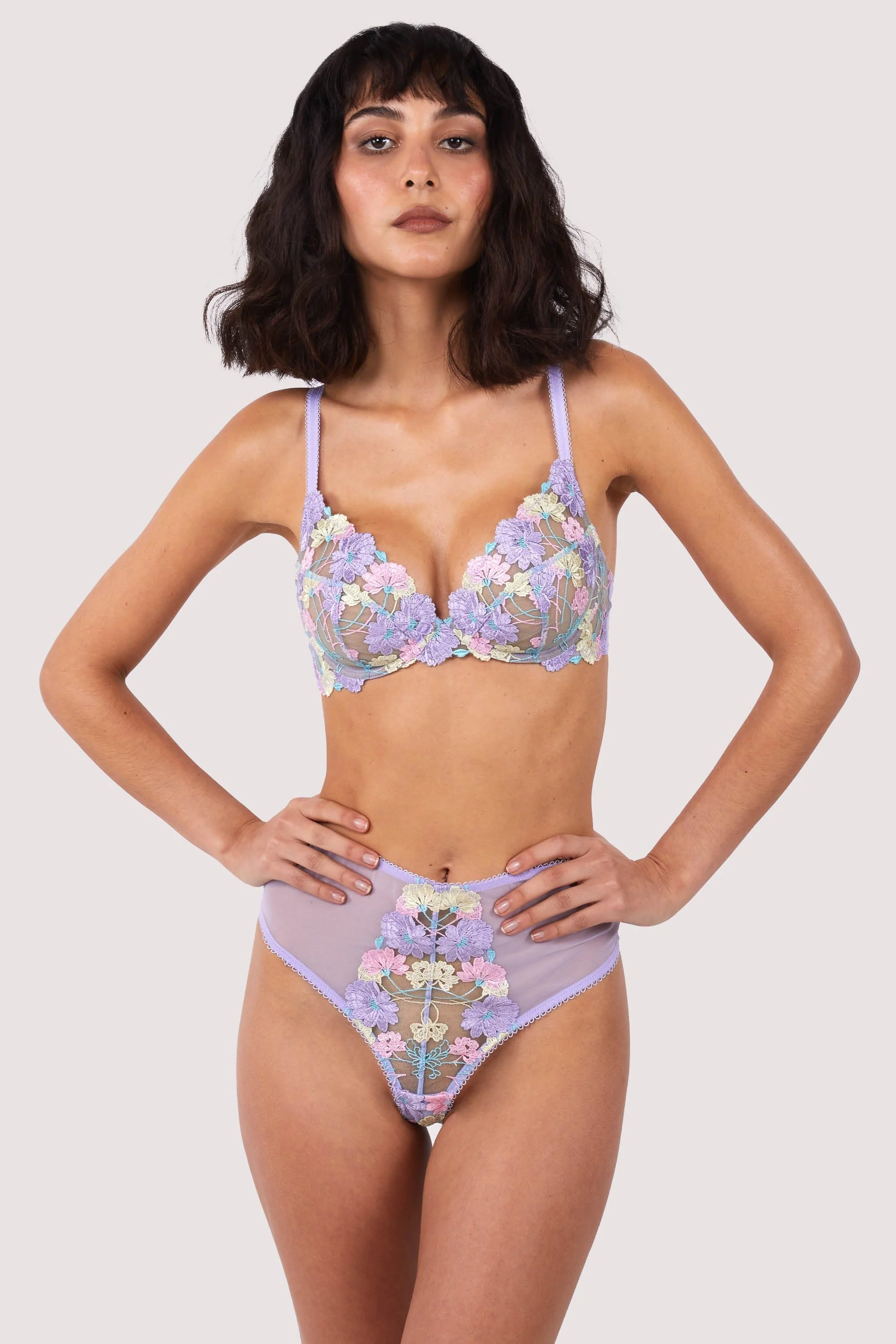 Luna Pastel Embroidered High Waisted Thong - Image 3