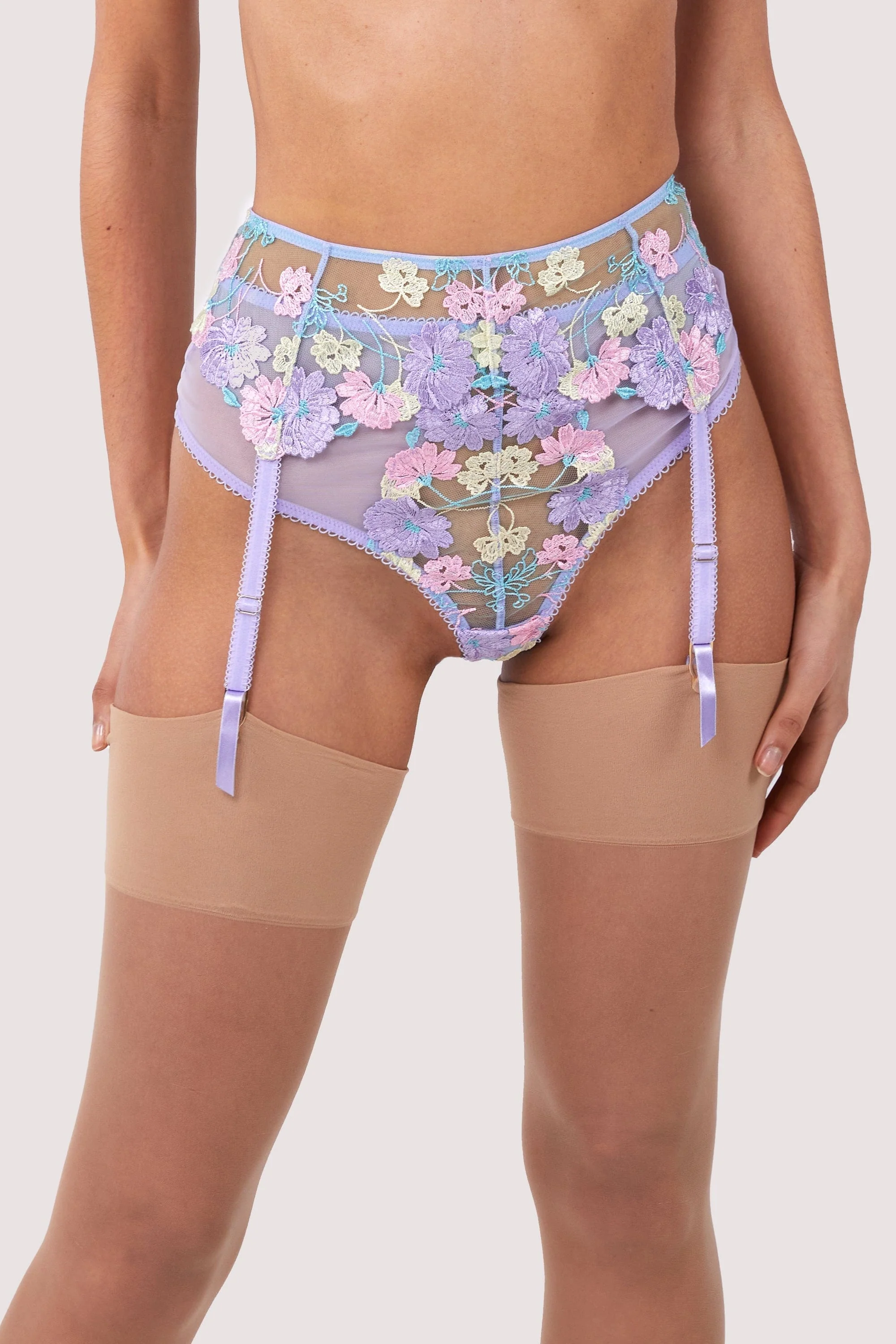 Luna Pastel Embroidered Picot Elastic Suspender - Image 5