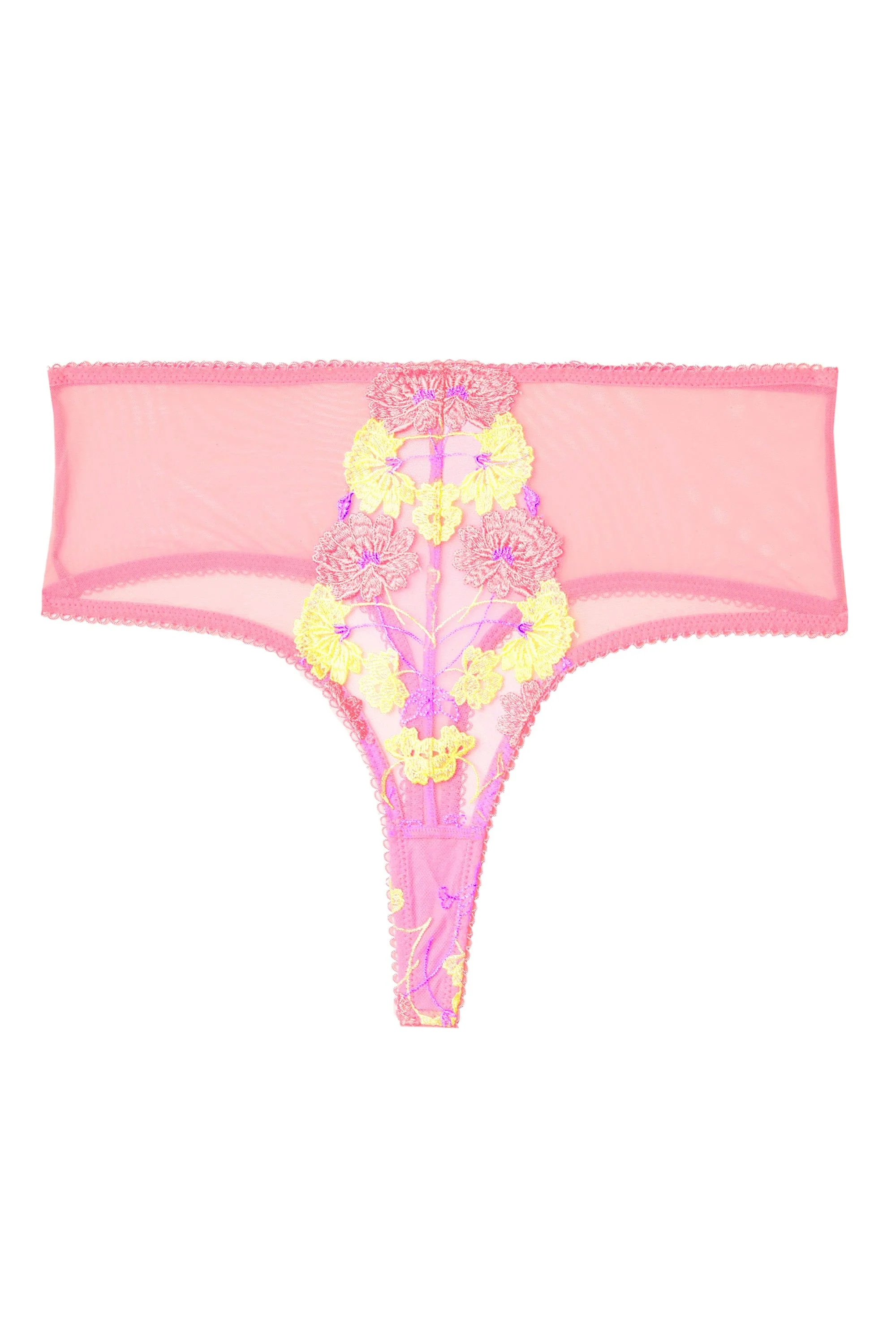 Luna Pastel Pink Embroidery High Waisted Thong - Image 7