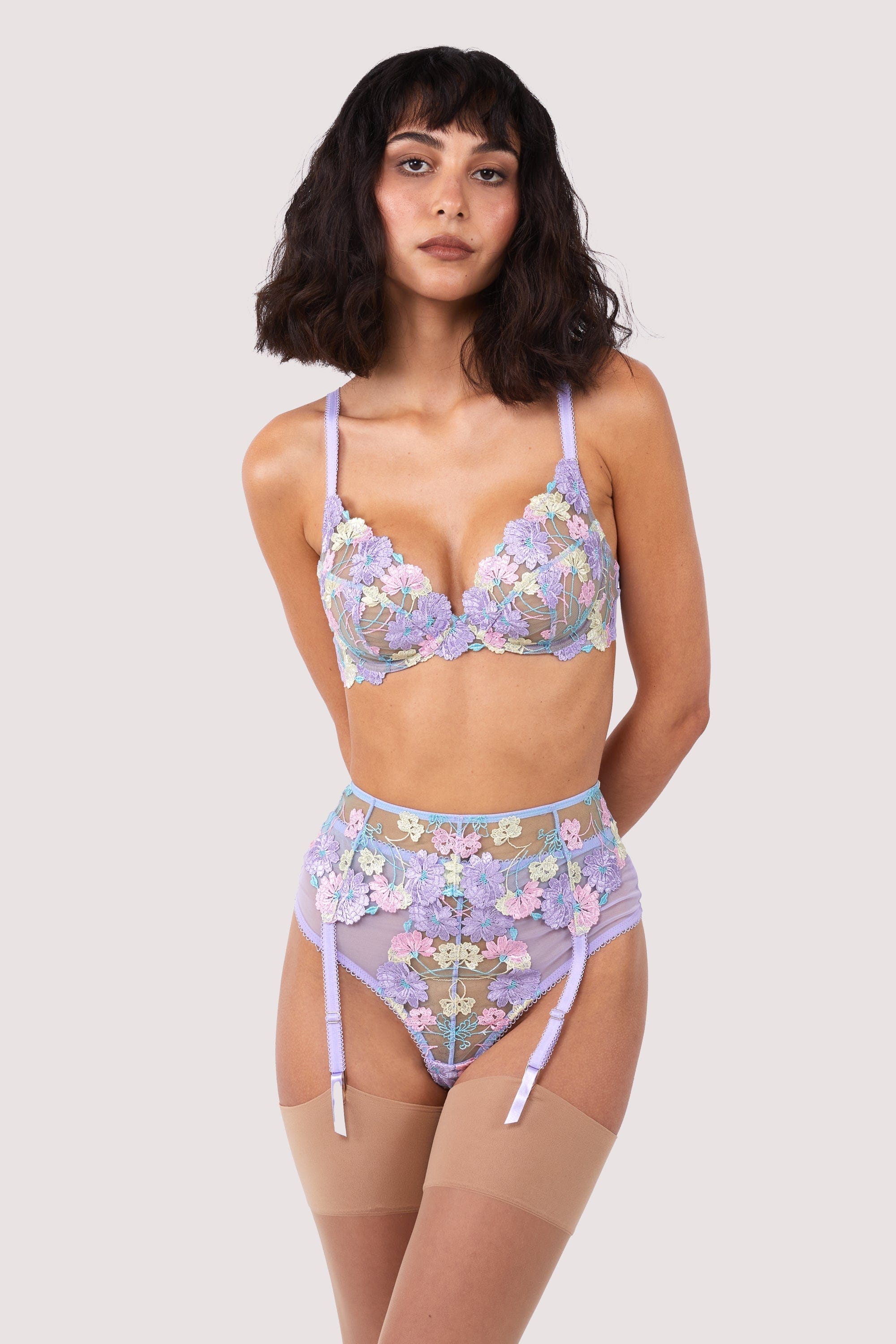 Luna Pastel Embroidery Picot Elastic Bra - Image 3