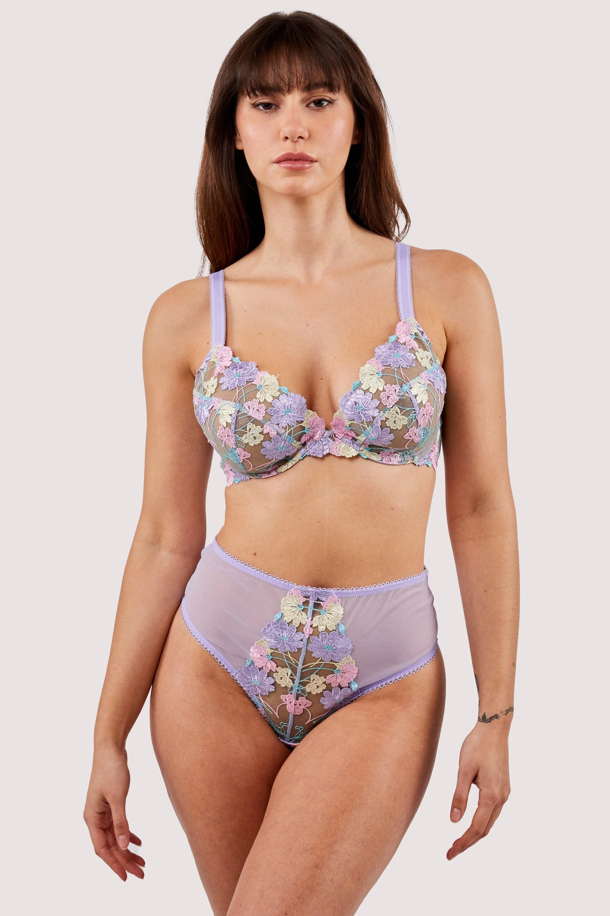 Luna Pastel Embroidery Picot Elastic Bra - Image 6
