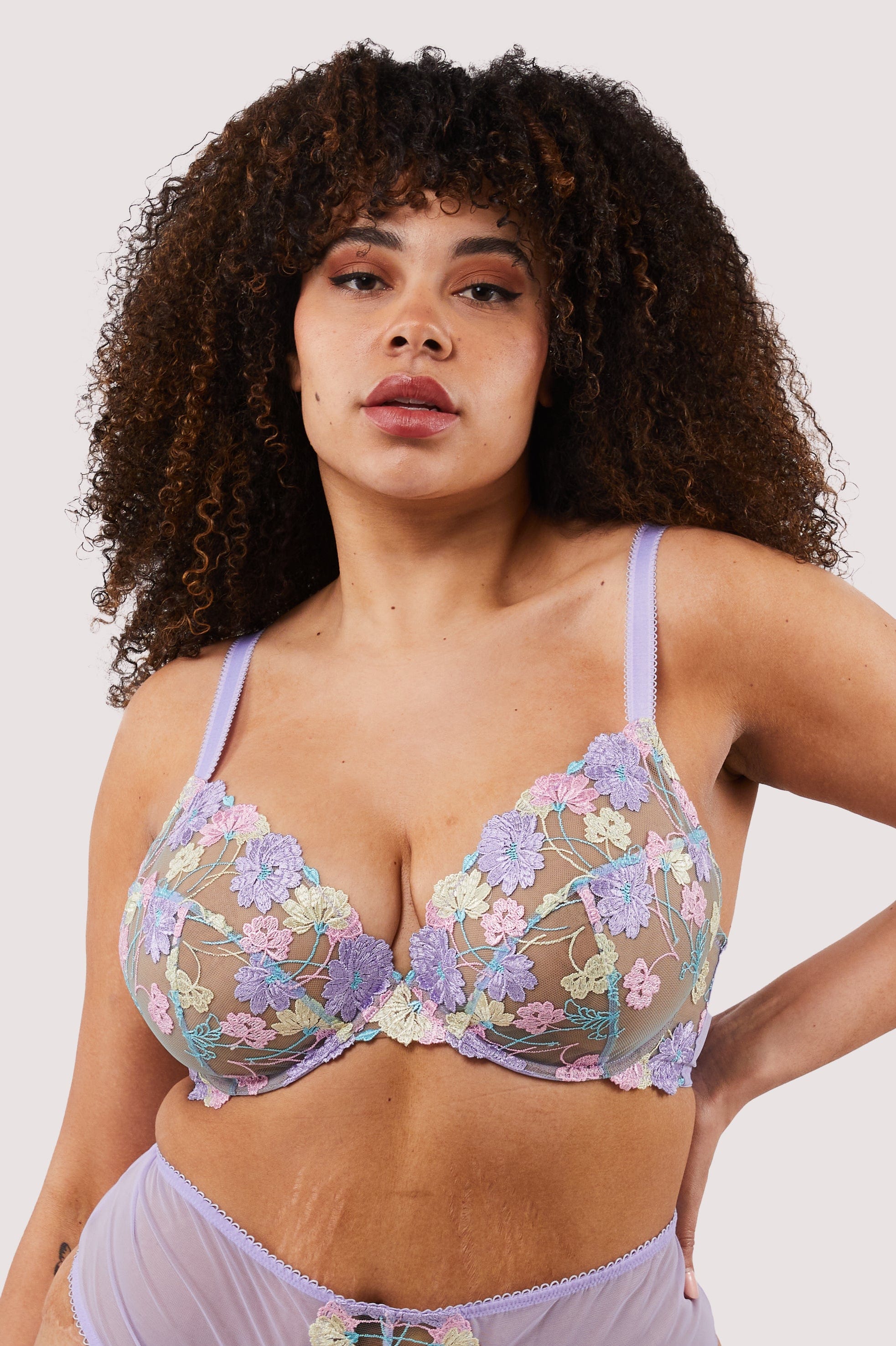 Luna Pastel Embroidery Picot Elastic Bra - Image 8