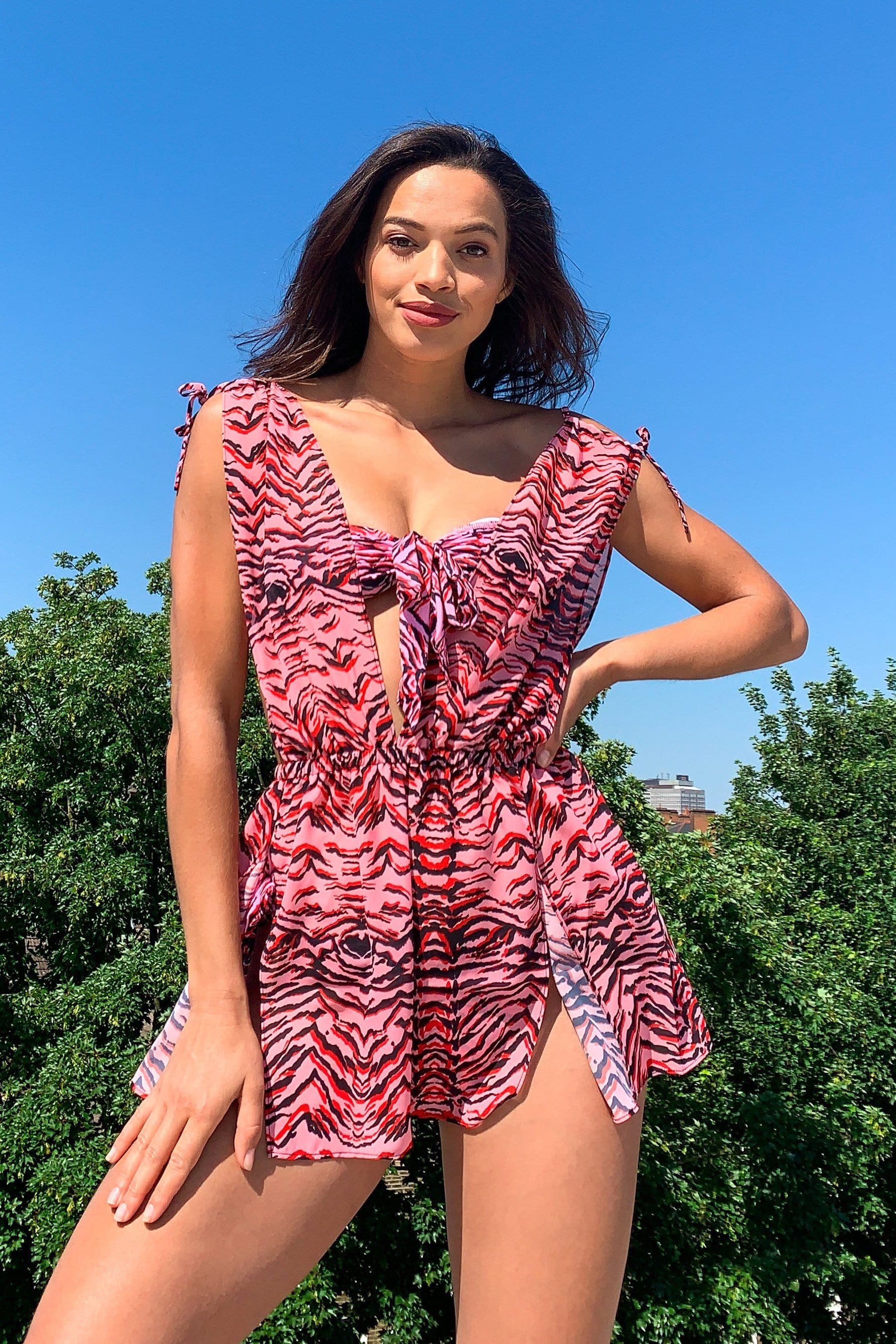 Beach Tiger Print Split Dress - Image 5