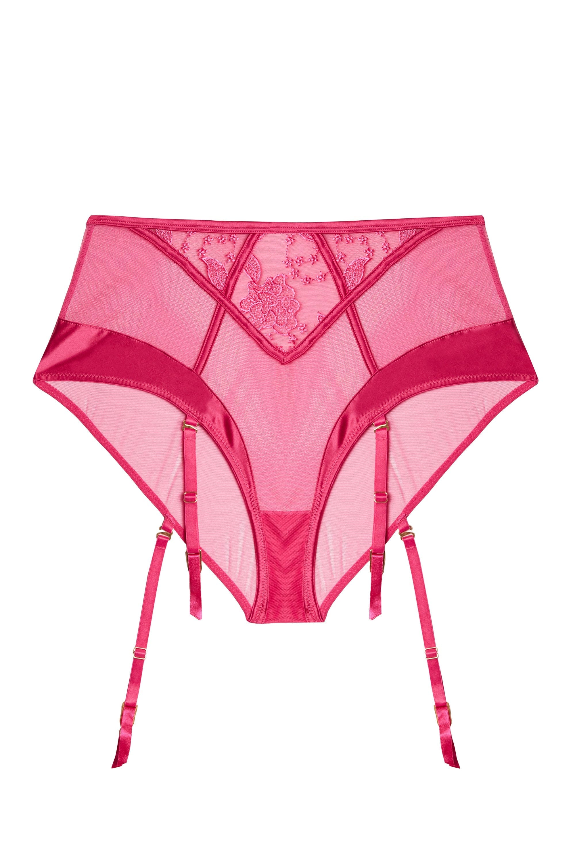 Lyra Pink Embroidered High Waisted Suspender Brief - Image 10