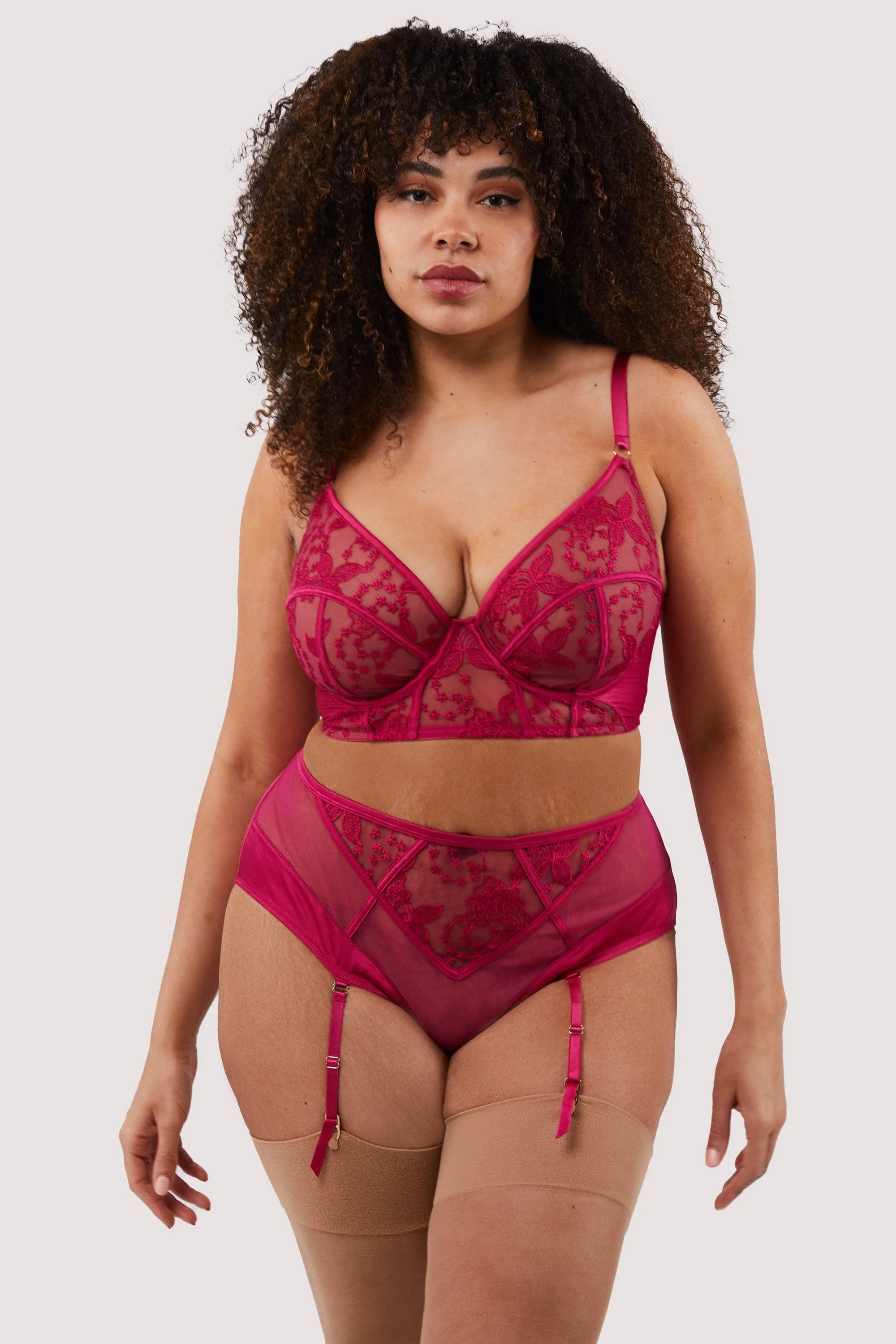 Lyra Pink Longline Embroidery Bra - Image 7