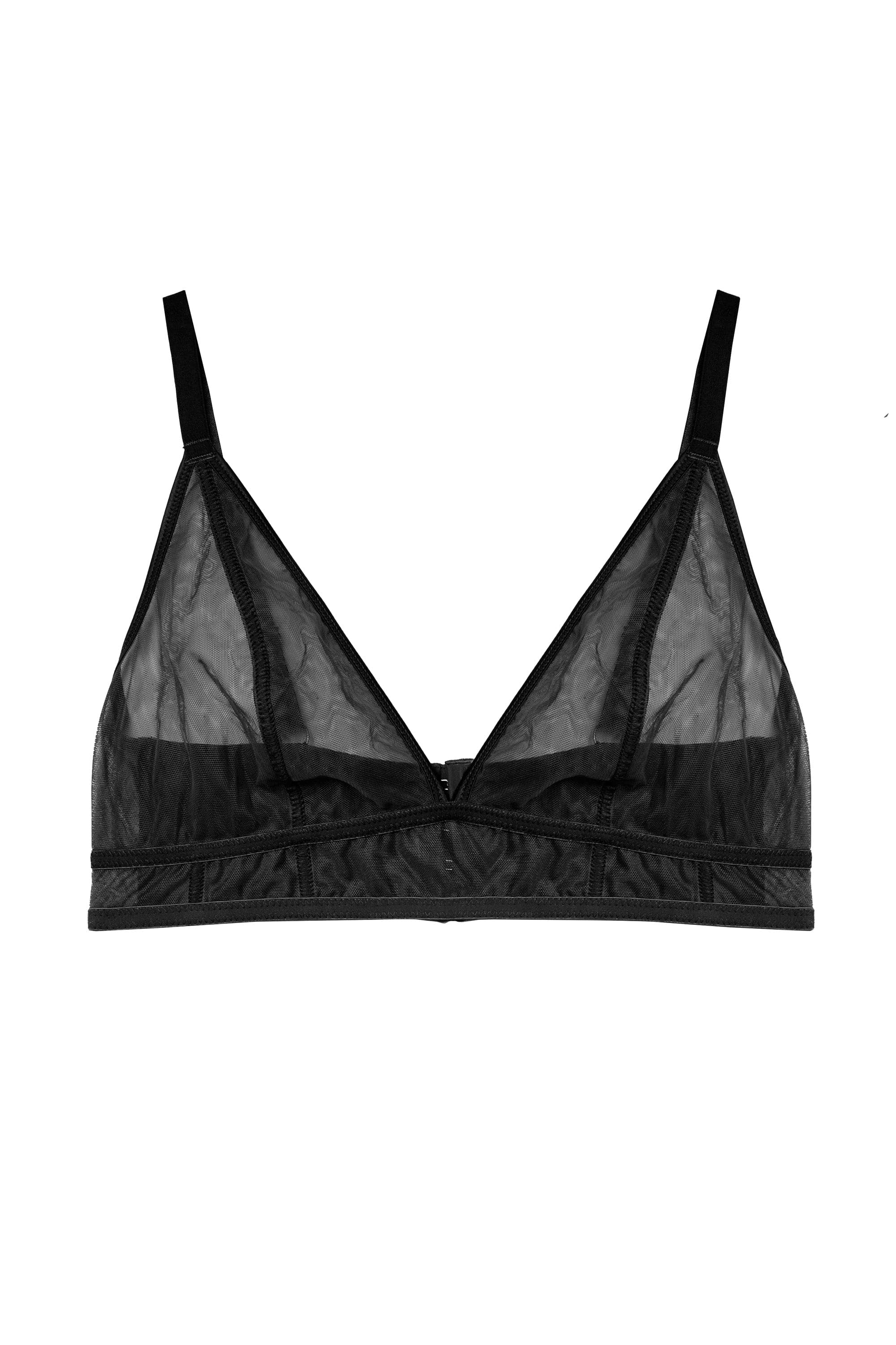 Maria Black Mesh Longline Triangle Bra - Image 4