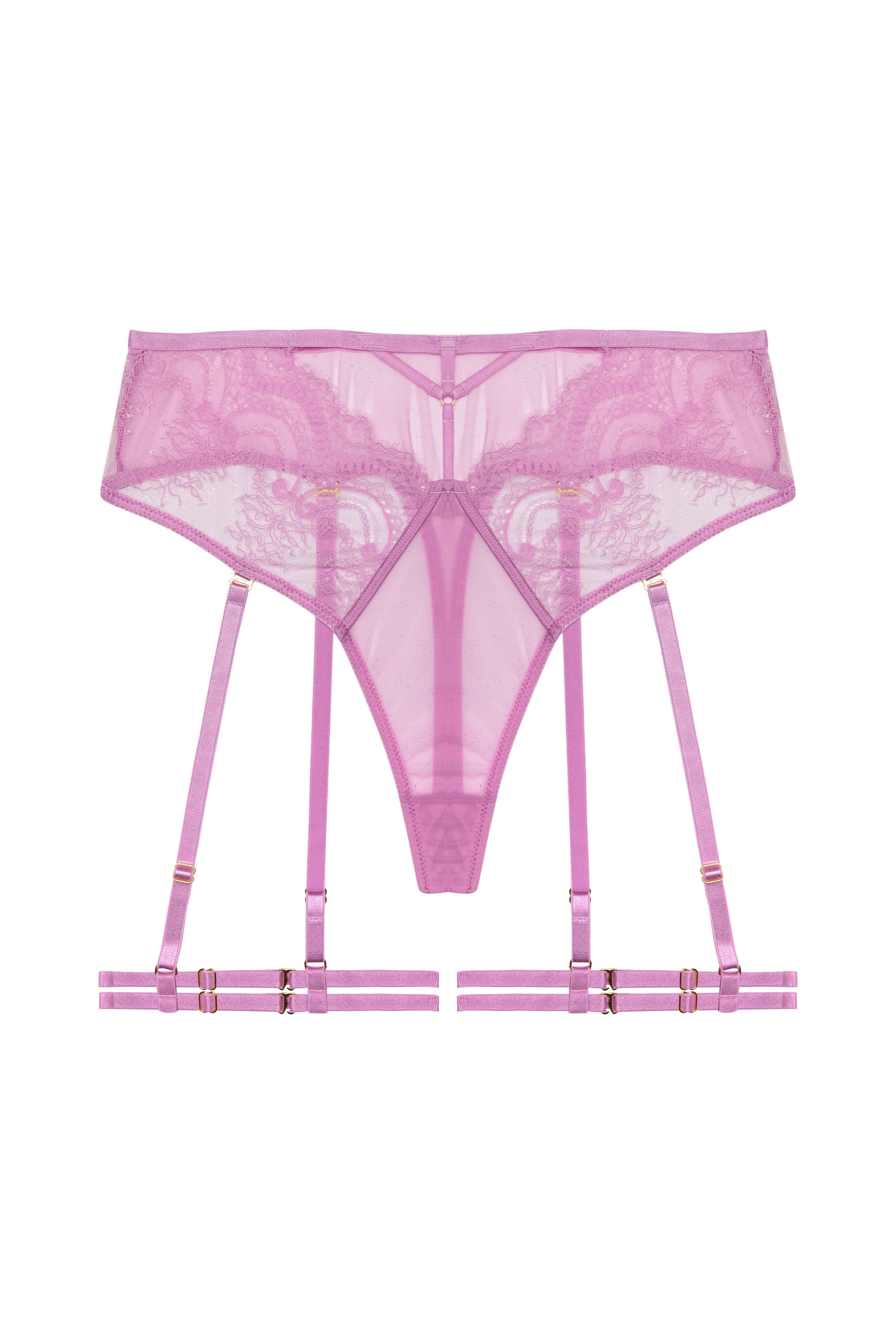 Marlie Pink Lace High Waist Suspender Thong - Image 5