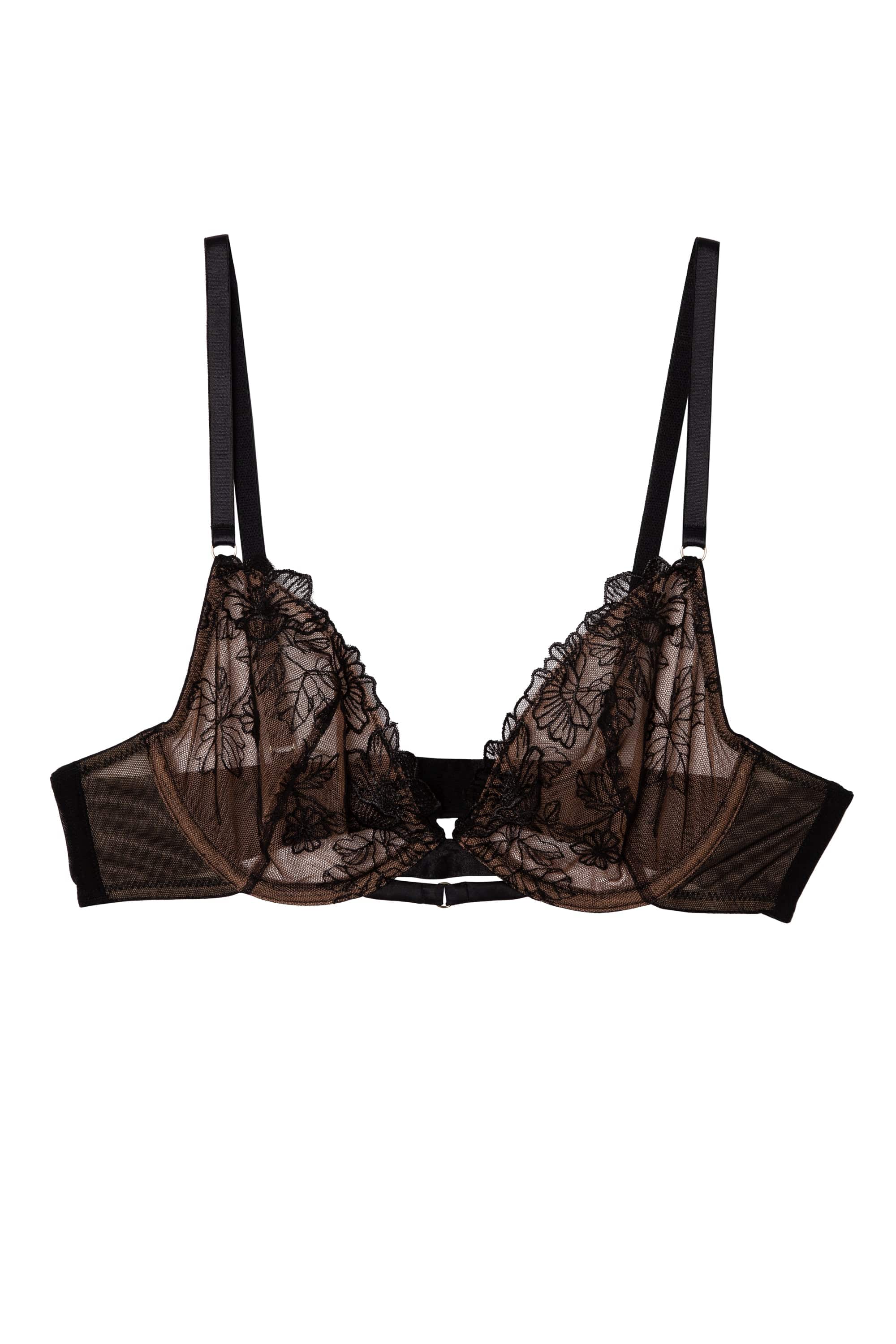 Marlowe Black Floral Embroidered Plunge Bra - Image 4