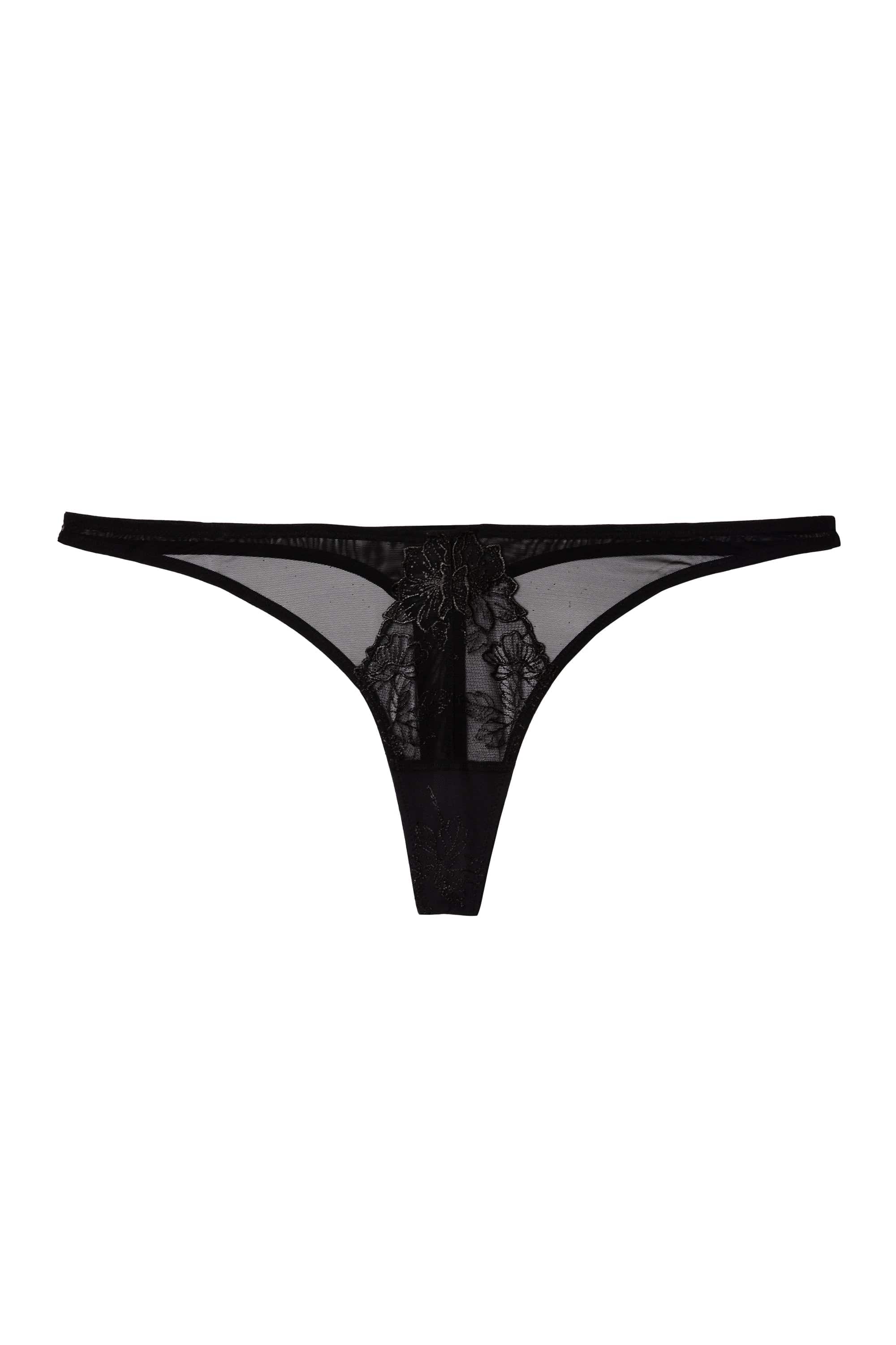 Marlowe Black Floral Embroidered Thong - Image 4