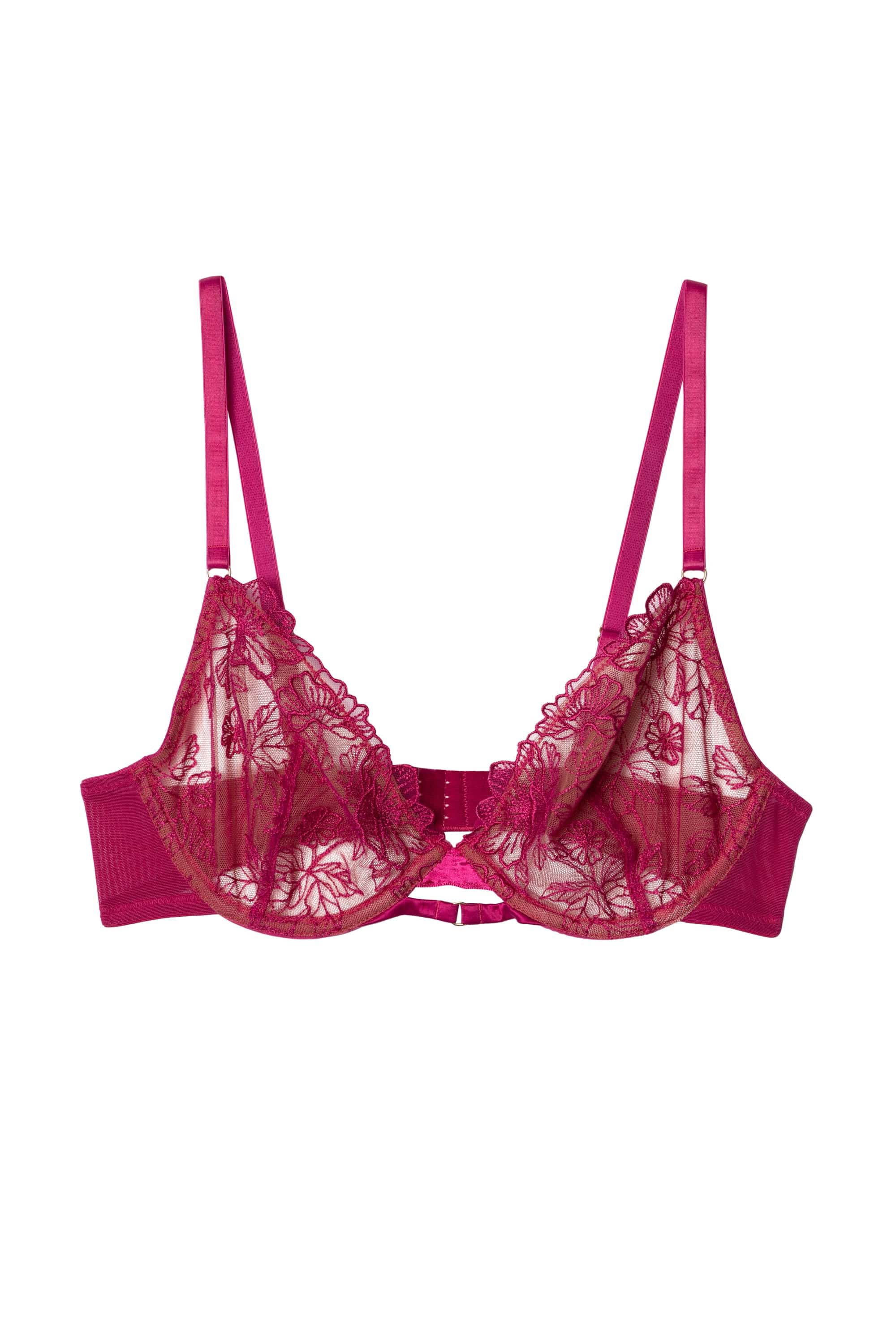 Marlowe Pink Floral Embroidered Plunge Bra - Image 6