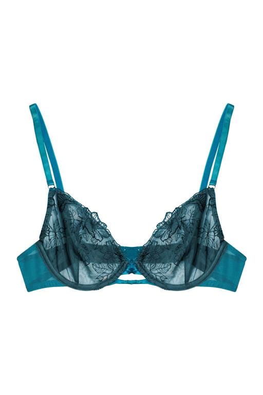 Marsha Teal Embroidery And Rings Plunge Bra - Image 8