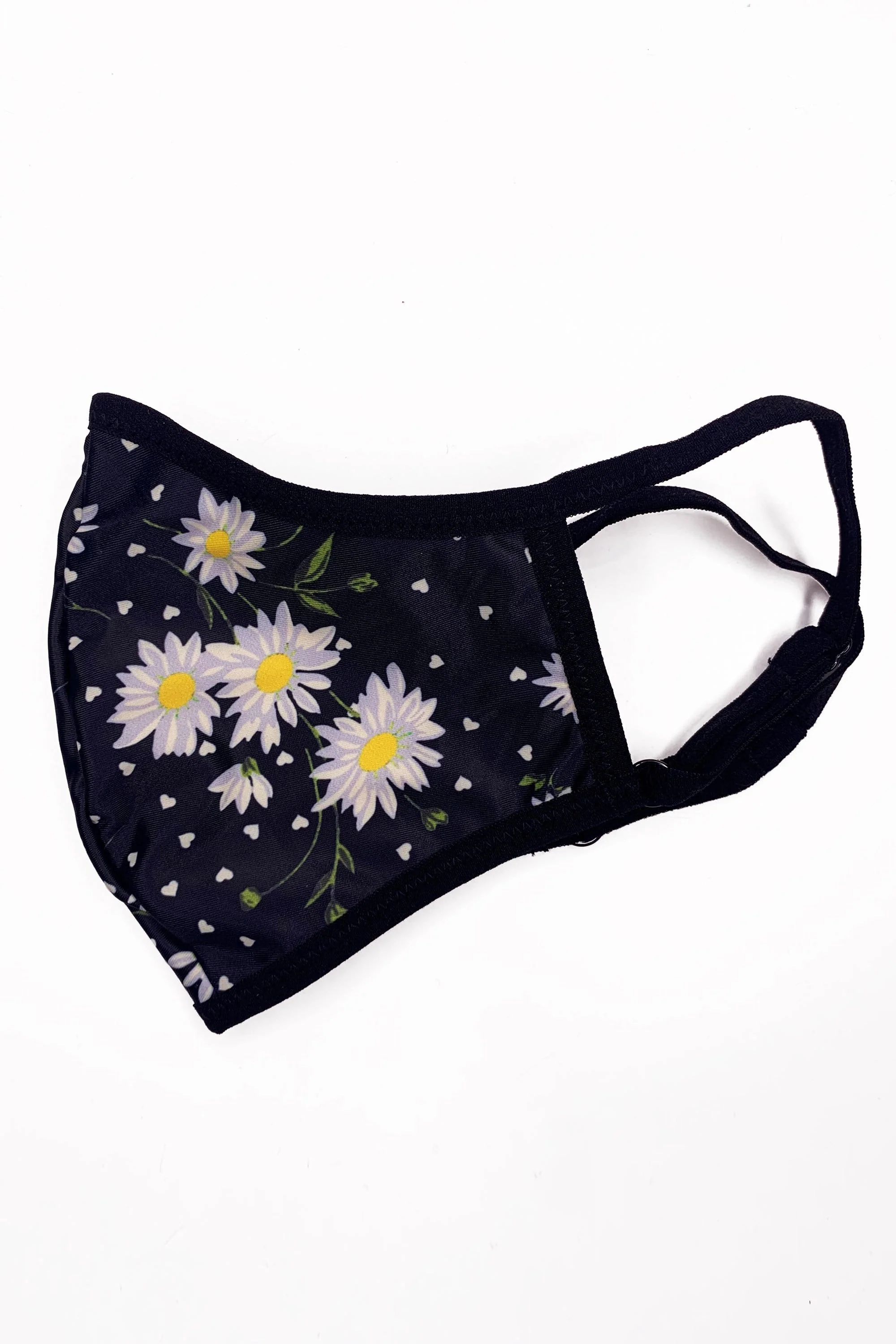 Playful Promises Daisy Print Face Mask Black - Image 2
