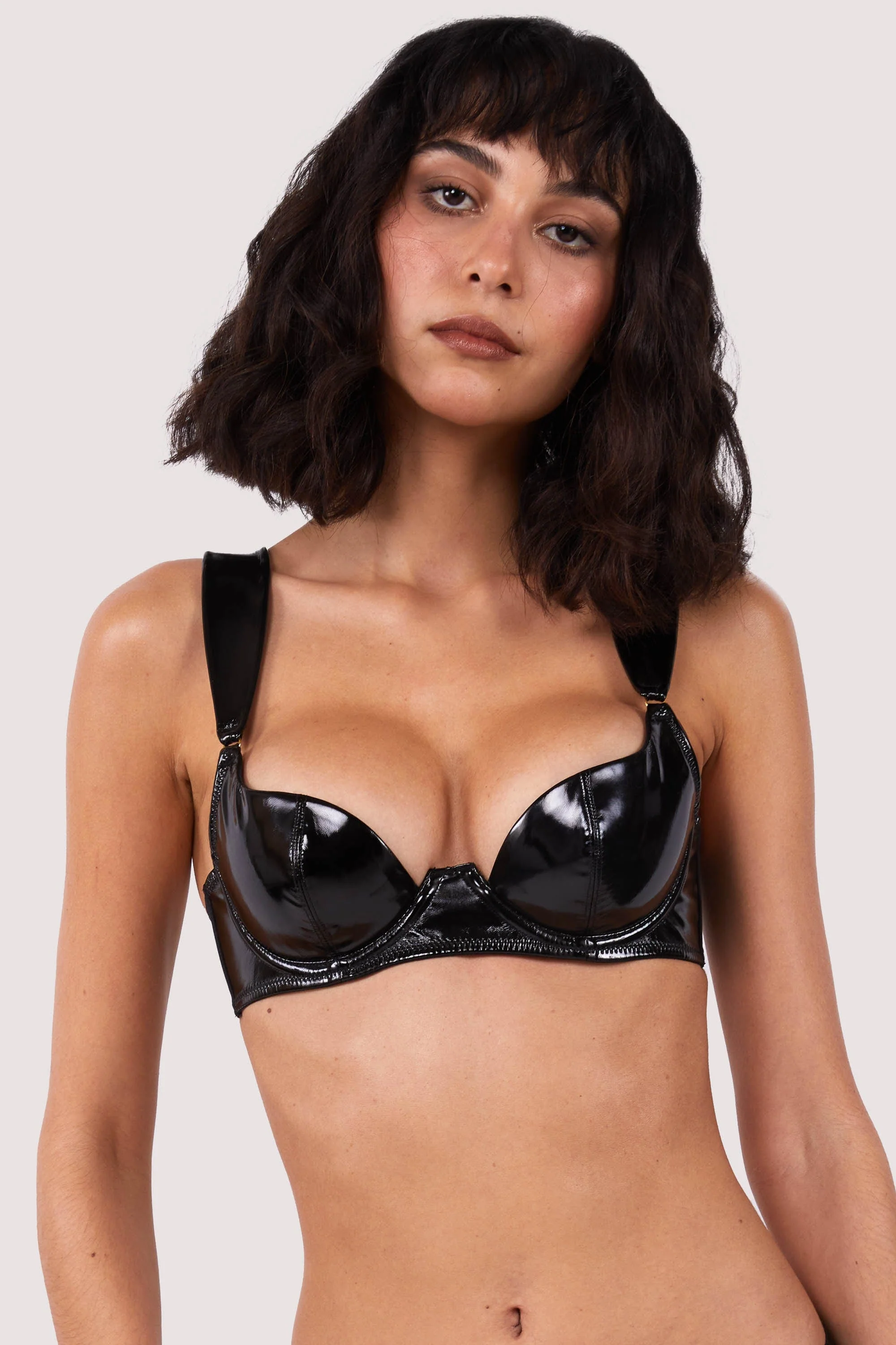 Maxine Black PVC Plunge Bra - Image 4