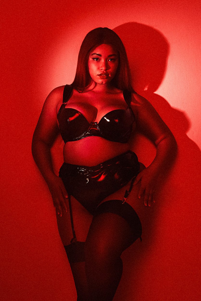 Maxine Black PVC Plunge Bra - Image 7