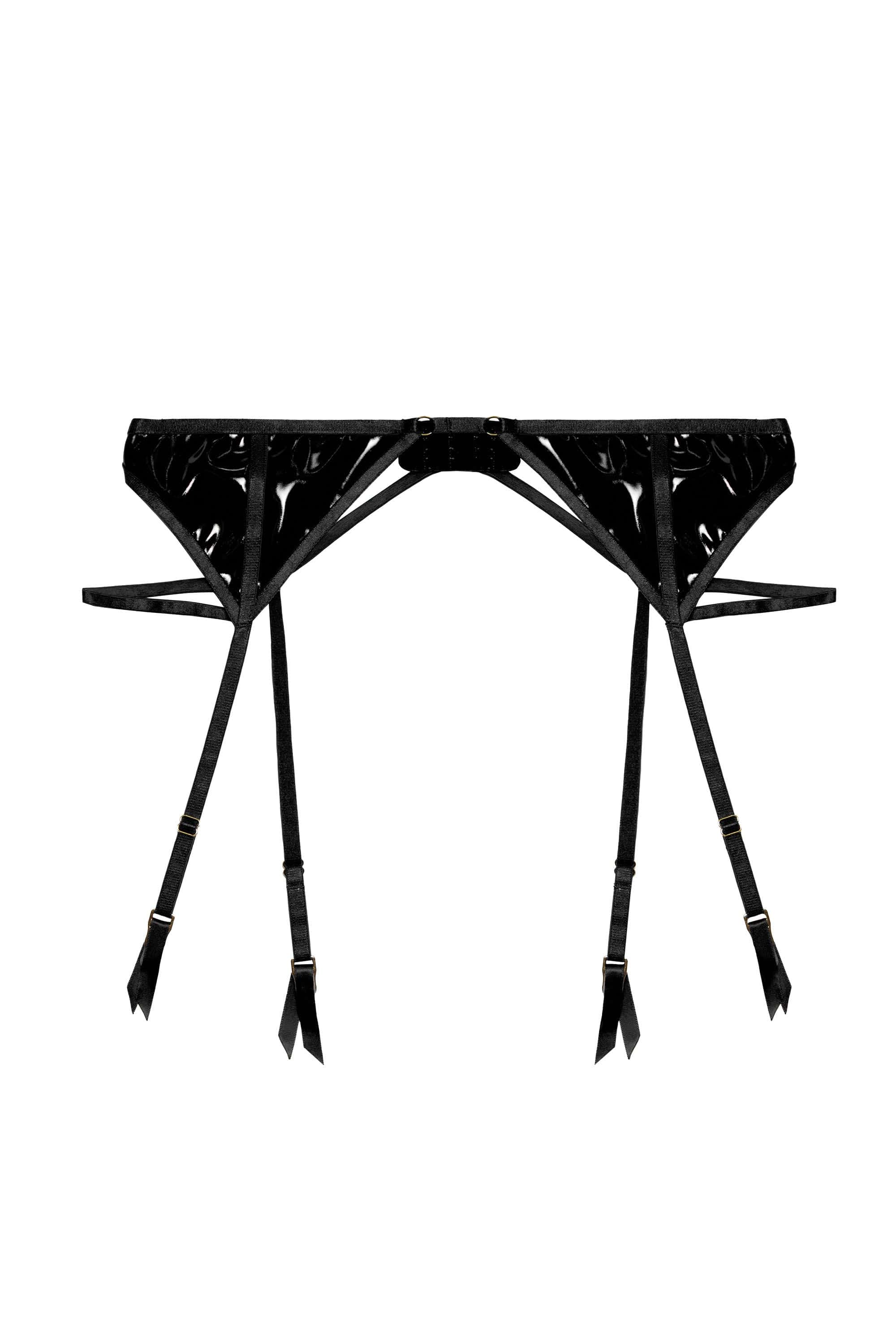 Maxine Black PVC Strap and Ring Detail Suspender - Image 12