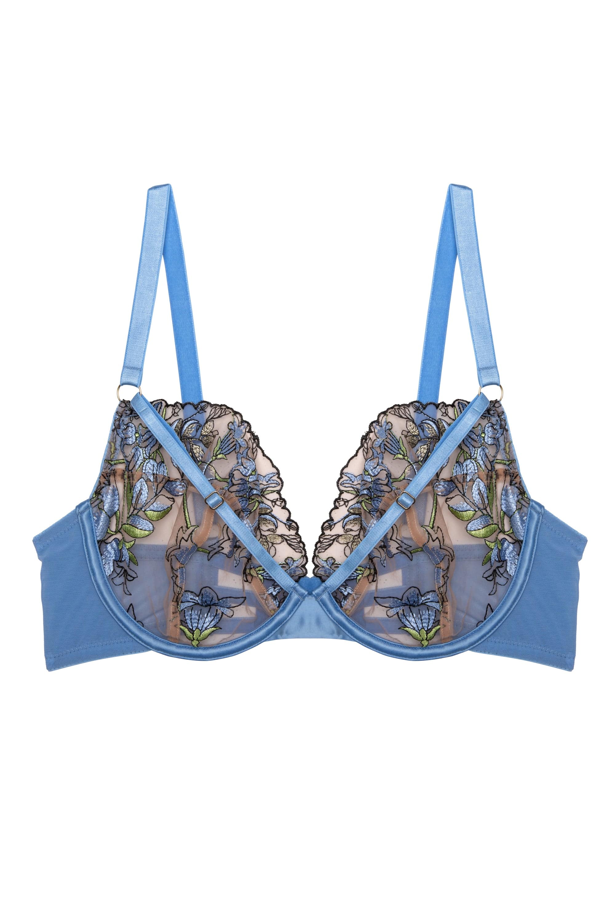 Mayla Blue Floral Embroidered Plunge Bra - Image 6