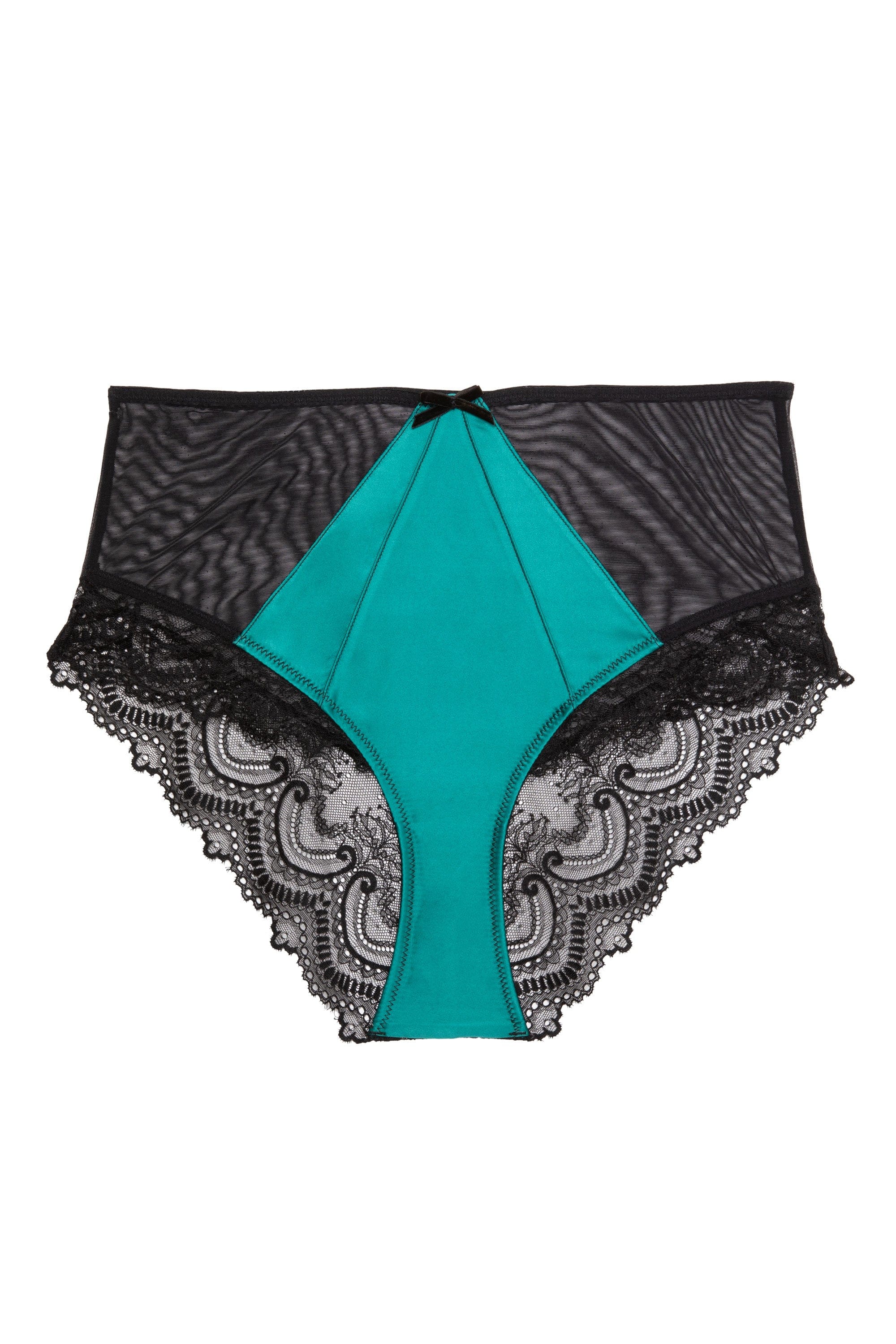 Melda Teal Satin And High Waist Brief - Image 5