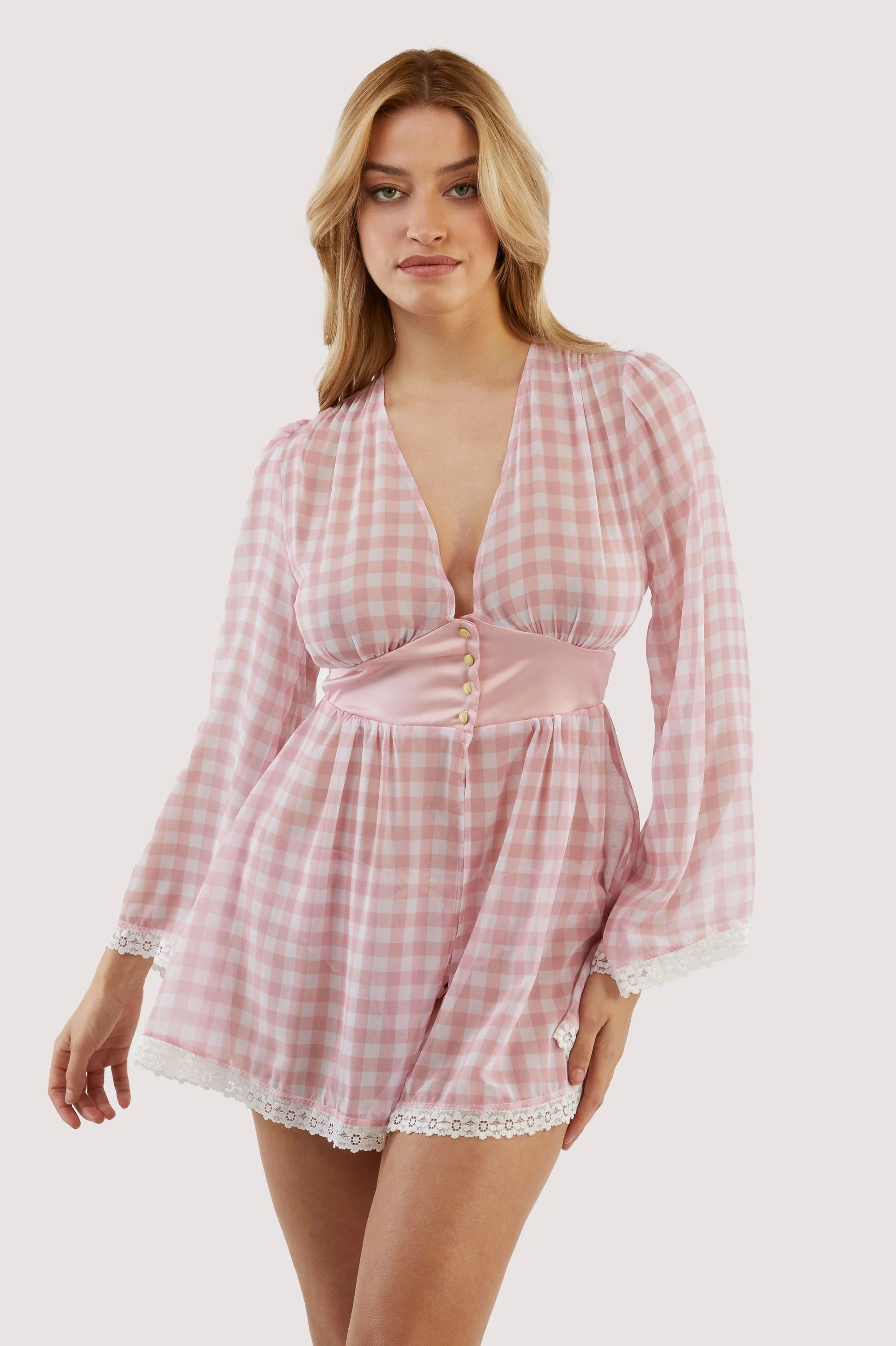Mini Pink Gingham Robe - Image 2