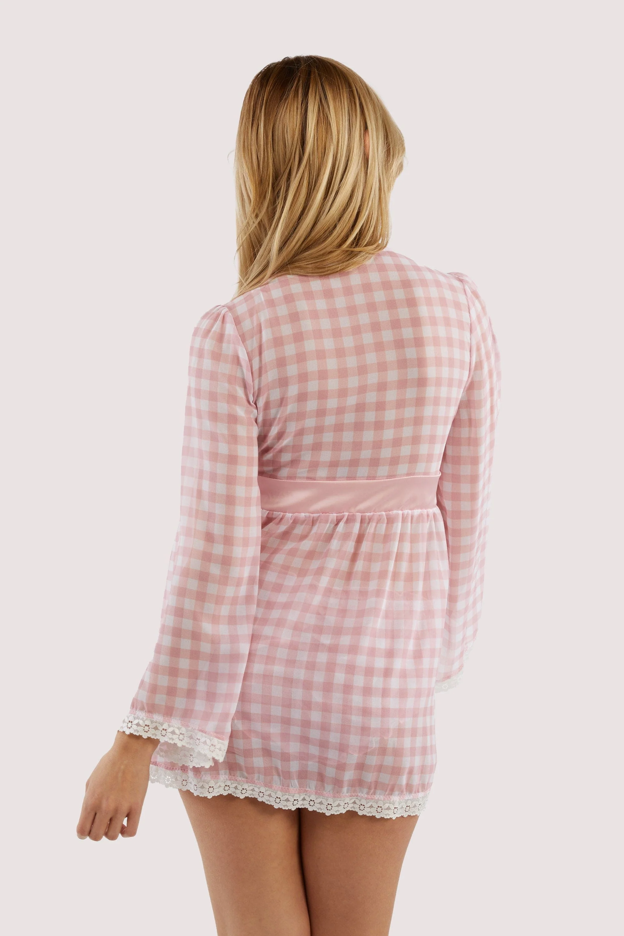 Mini Pink Gingham Robe - Image 4