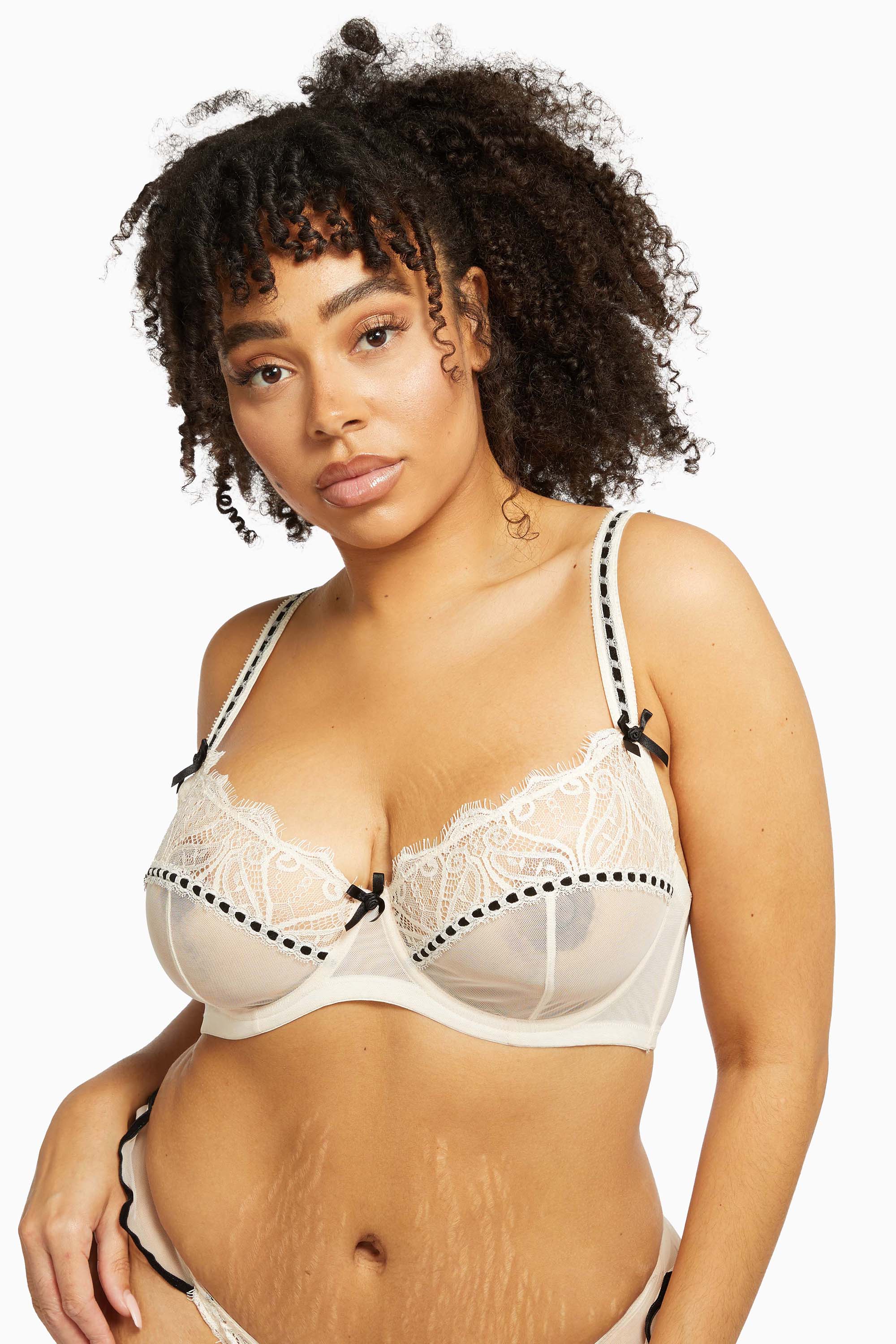 Monica Ribbon Slot Lace Bra Peach - Image 11
