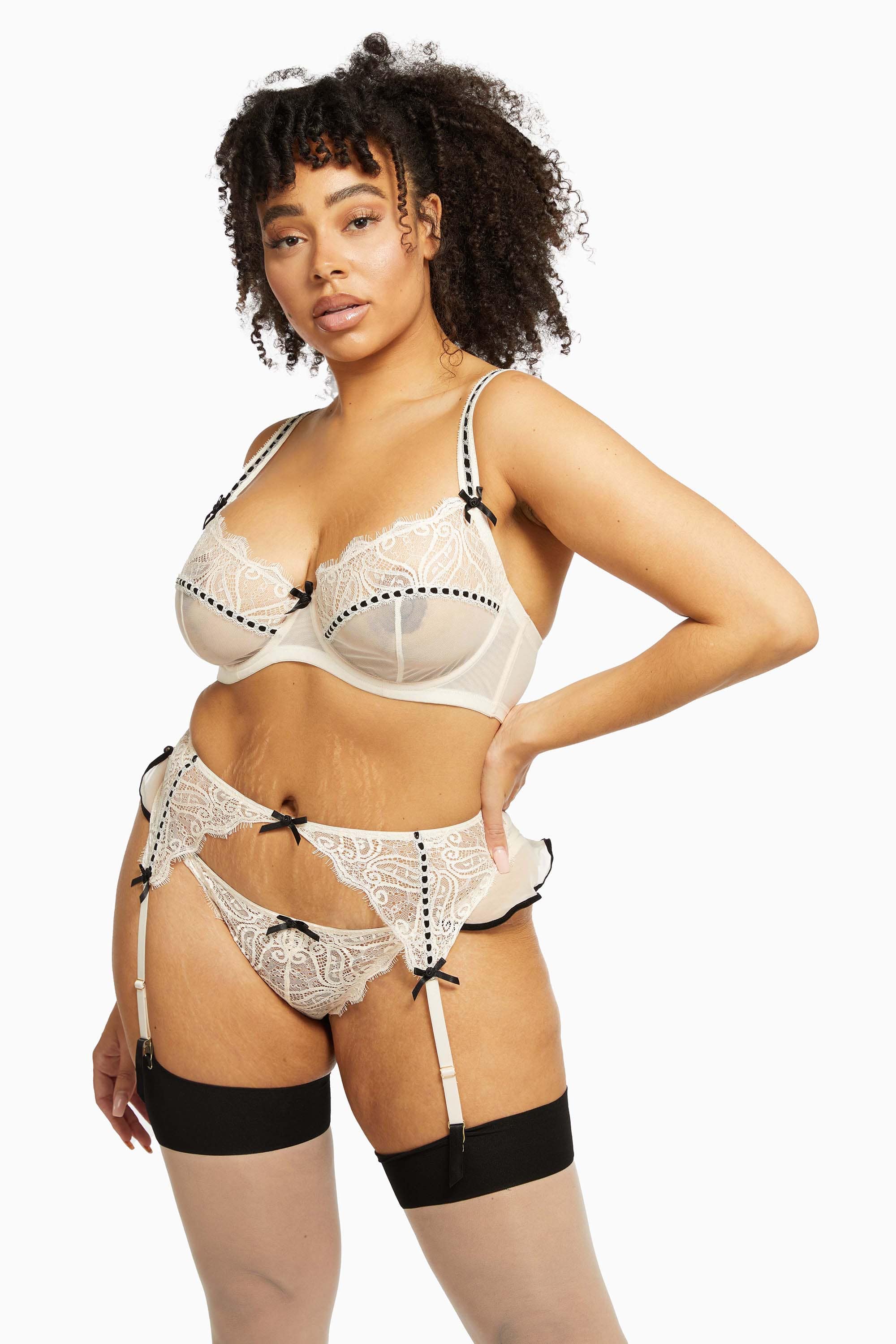 Monica Ribbon Slot Lace Bra Peach - Image 15
