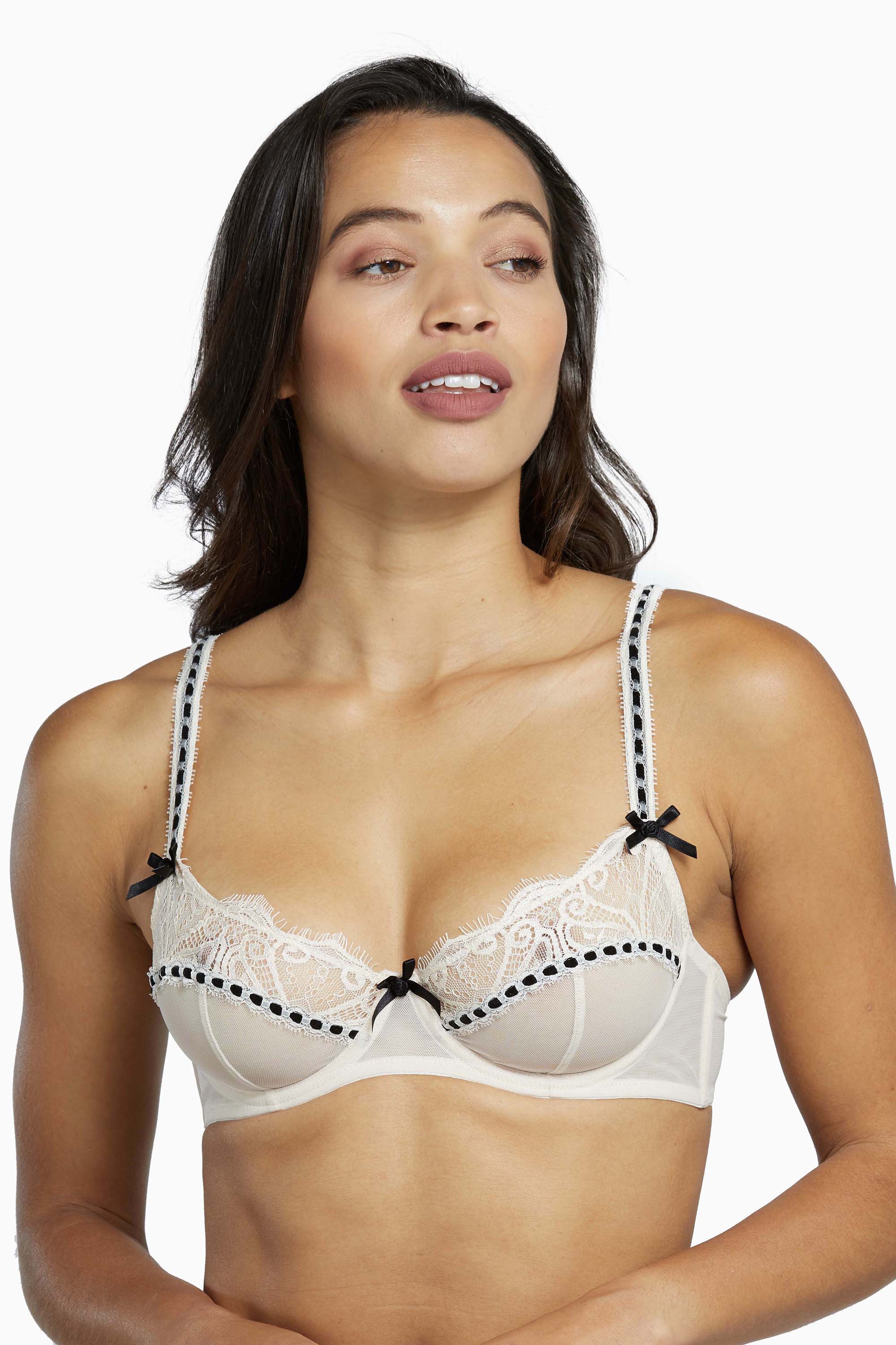 Monica Ribbon Slot Lace Bra Peach - Image 2
