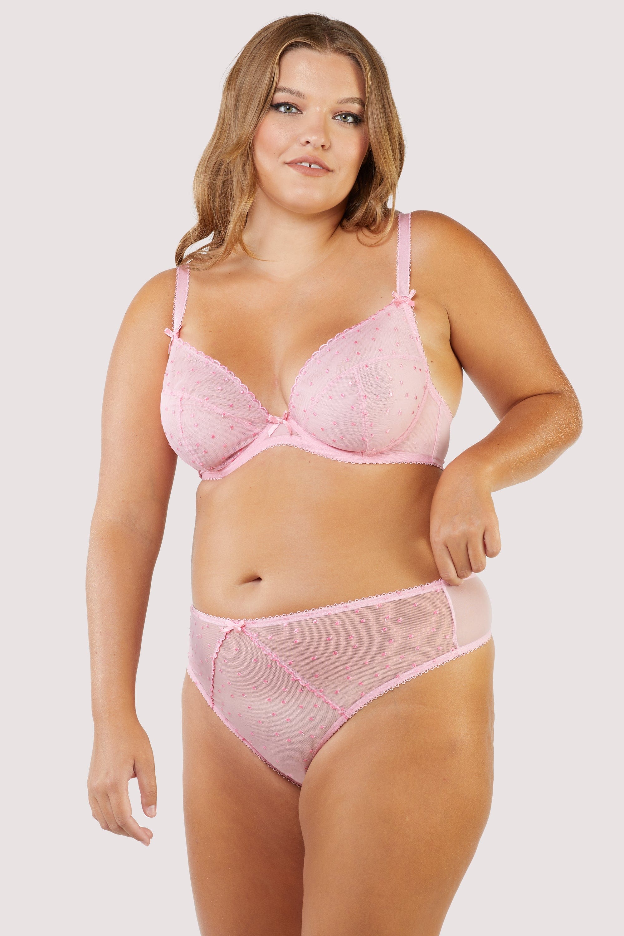 Nico Dotty Pink Sheer Mesh Highwaisted Thong - Image 5