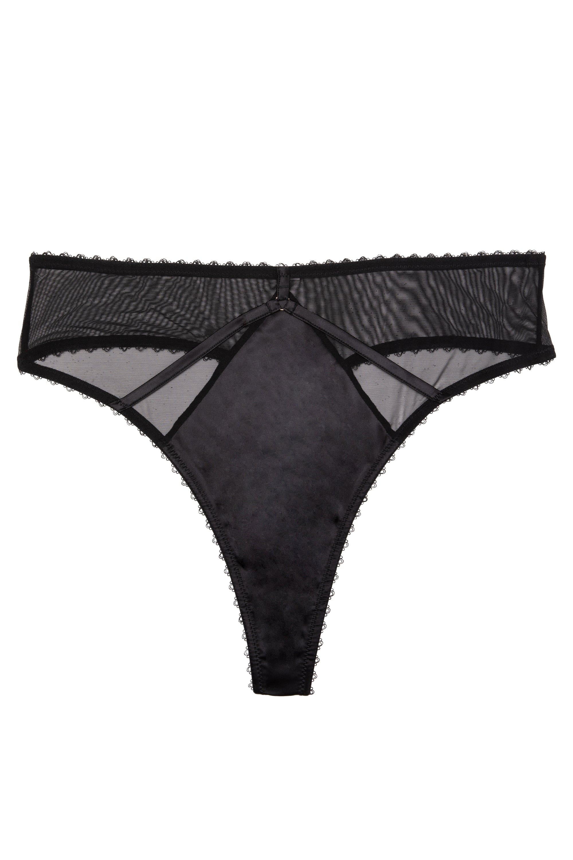 Noelle Black Satin Strappy High Waist Thong - Image 4