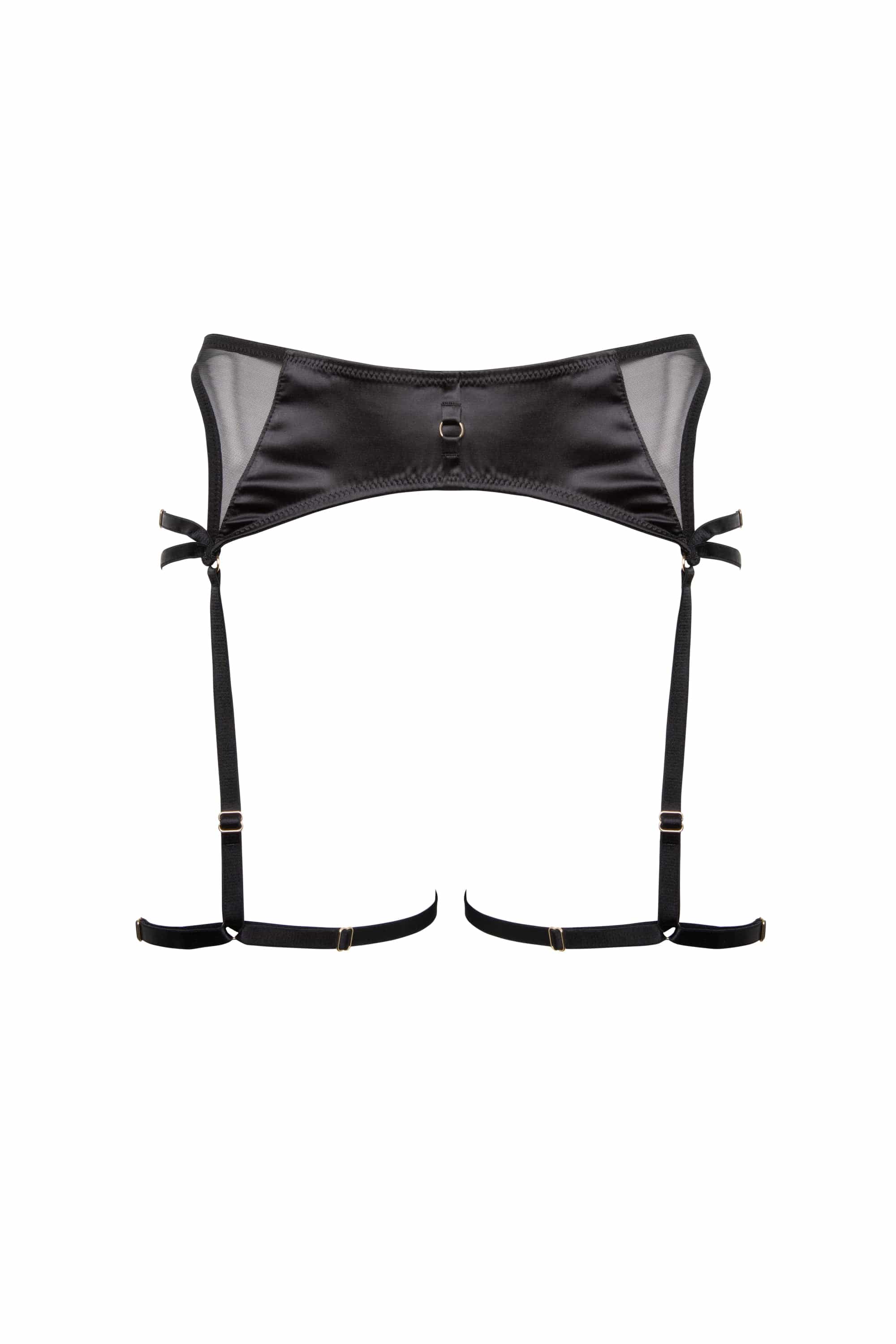 Noelle Black Satin Strappy Suspender Belt - Image 5