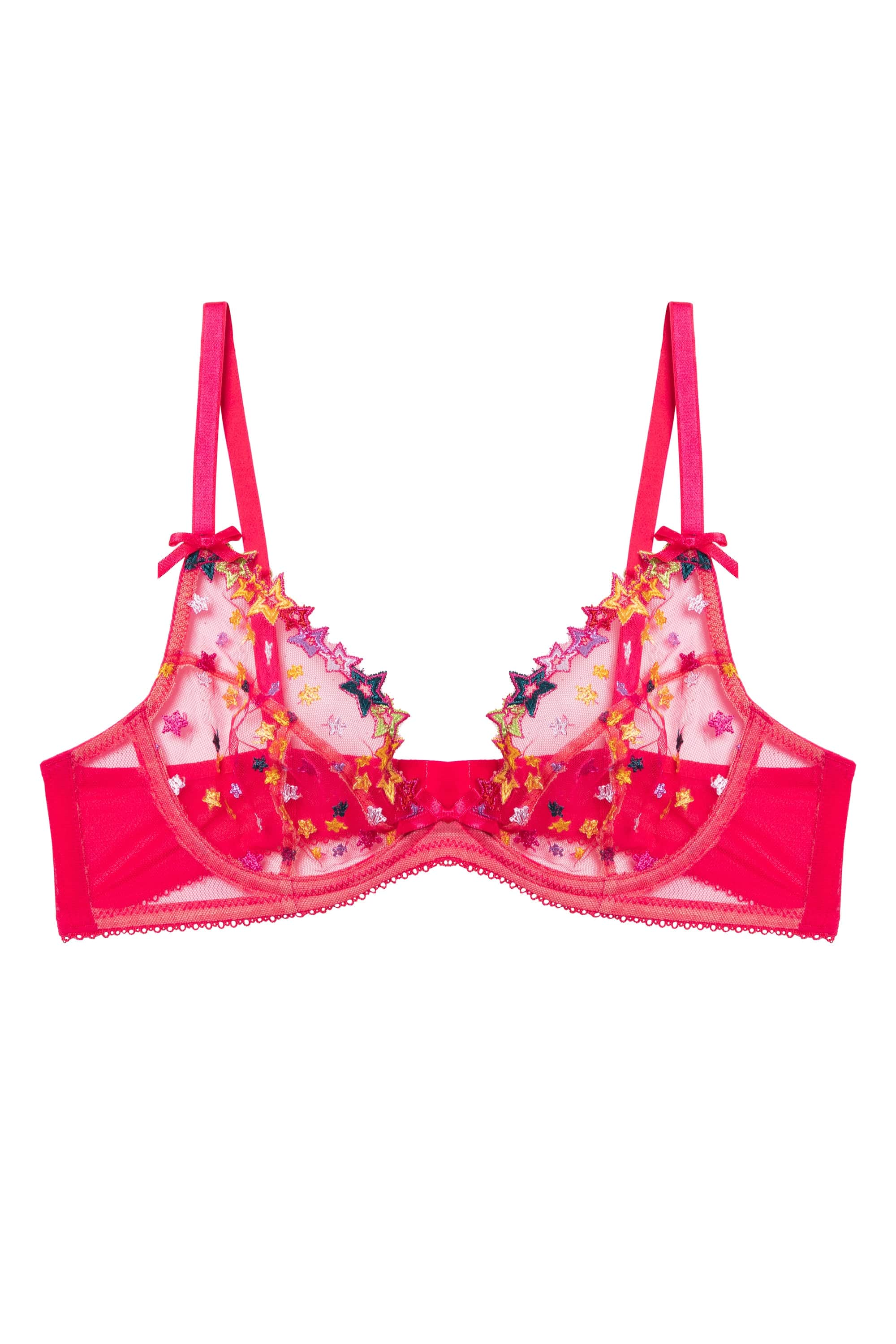Nova Pink Star Embroidery Plunge Bra - Image 4