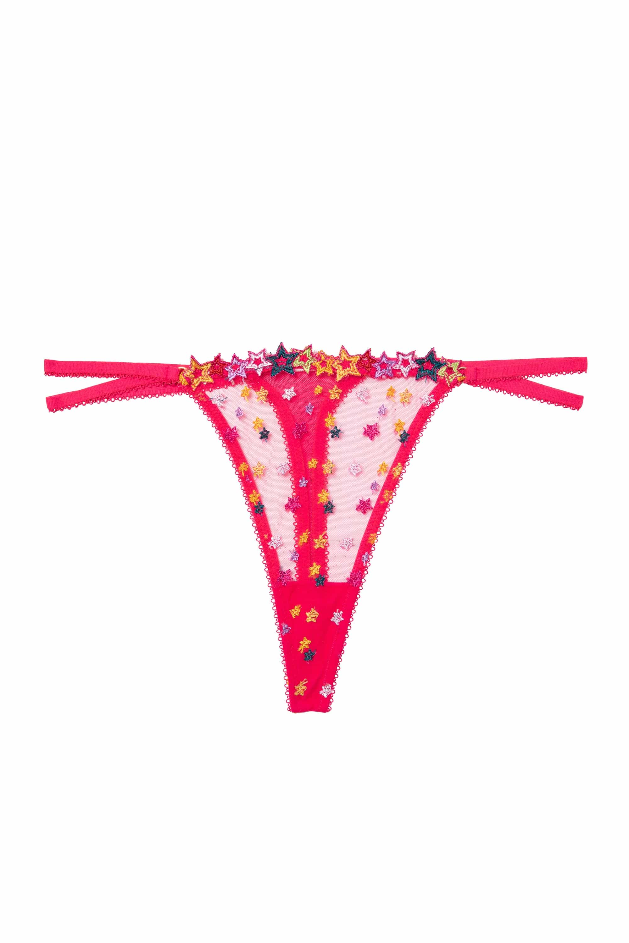 Nova Pink Star Embroidery Strap Thong - Image 4