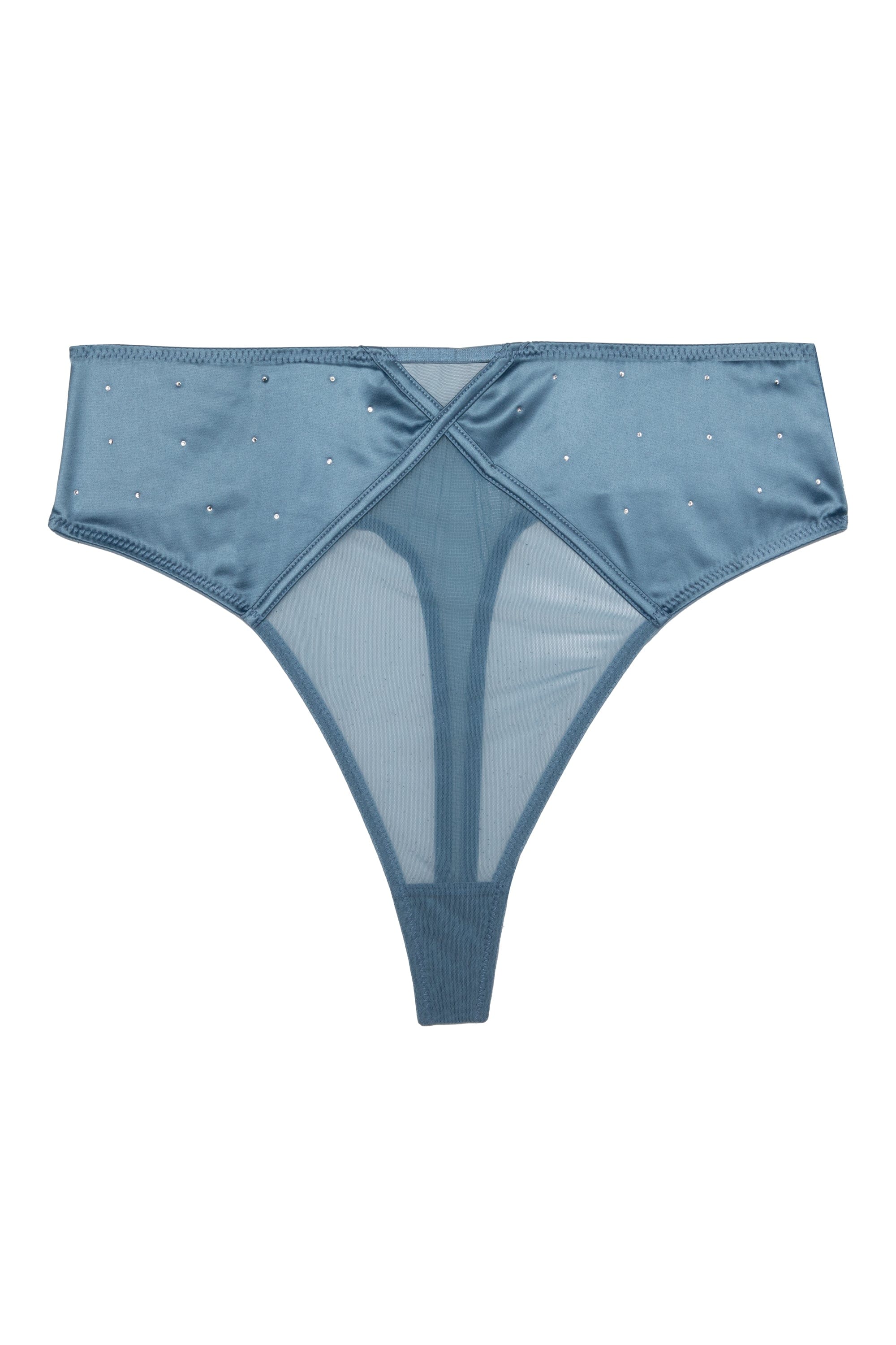 Olympia Storm Grey Diamante Detail High Waist Thong - Image 5
