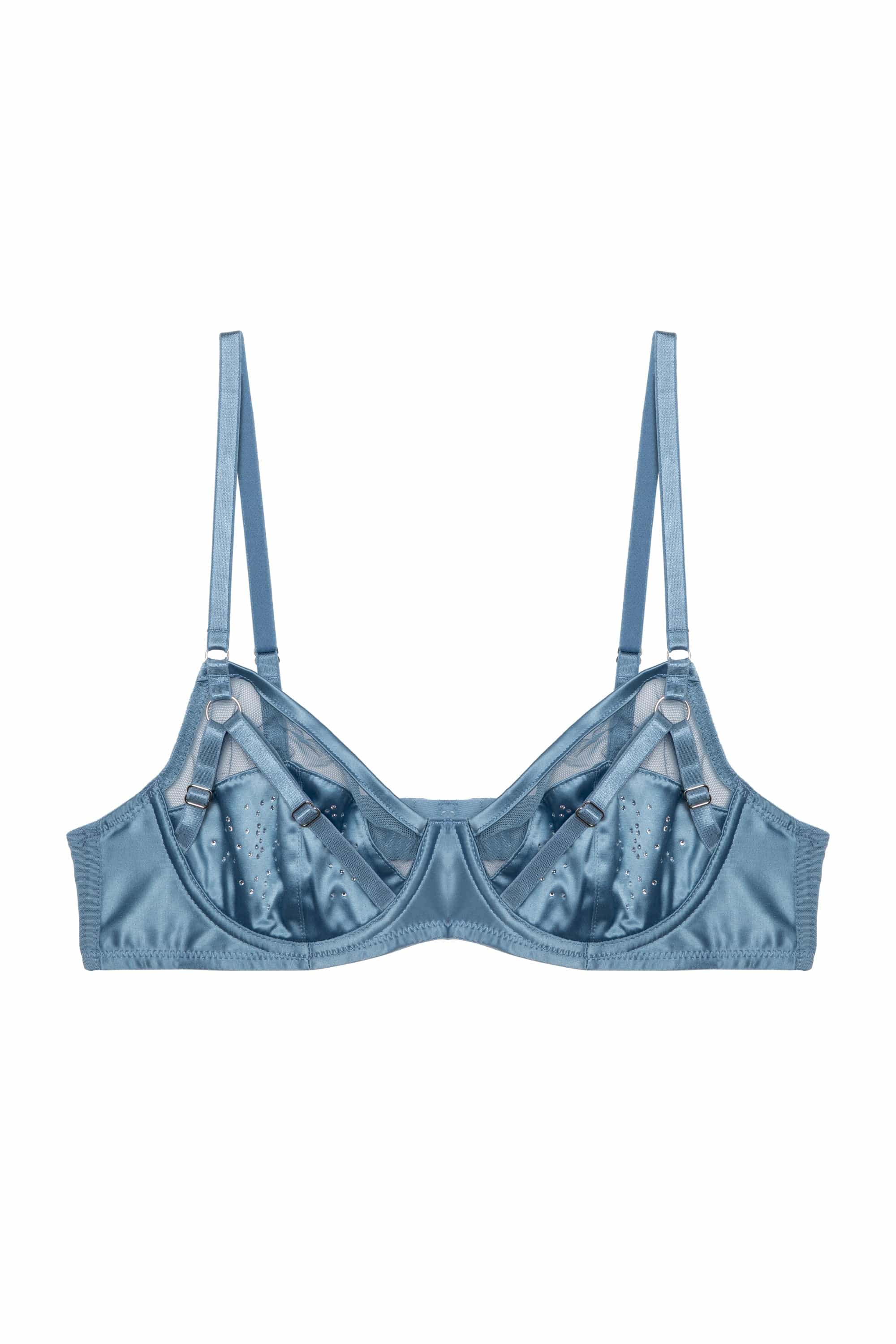 Olympia Storm Grey Diamante Mesh and Satin Bra - Image 10