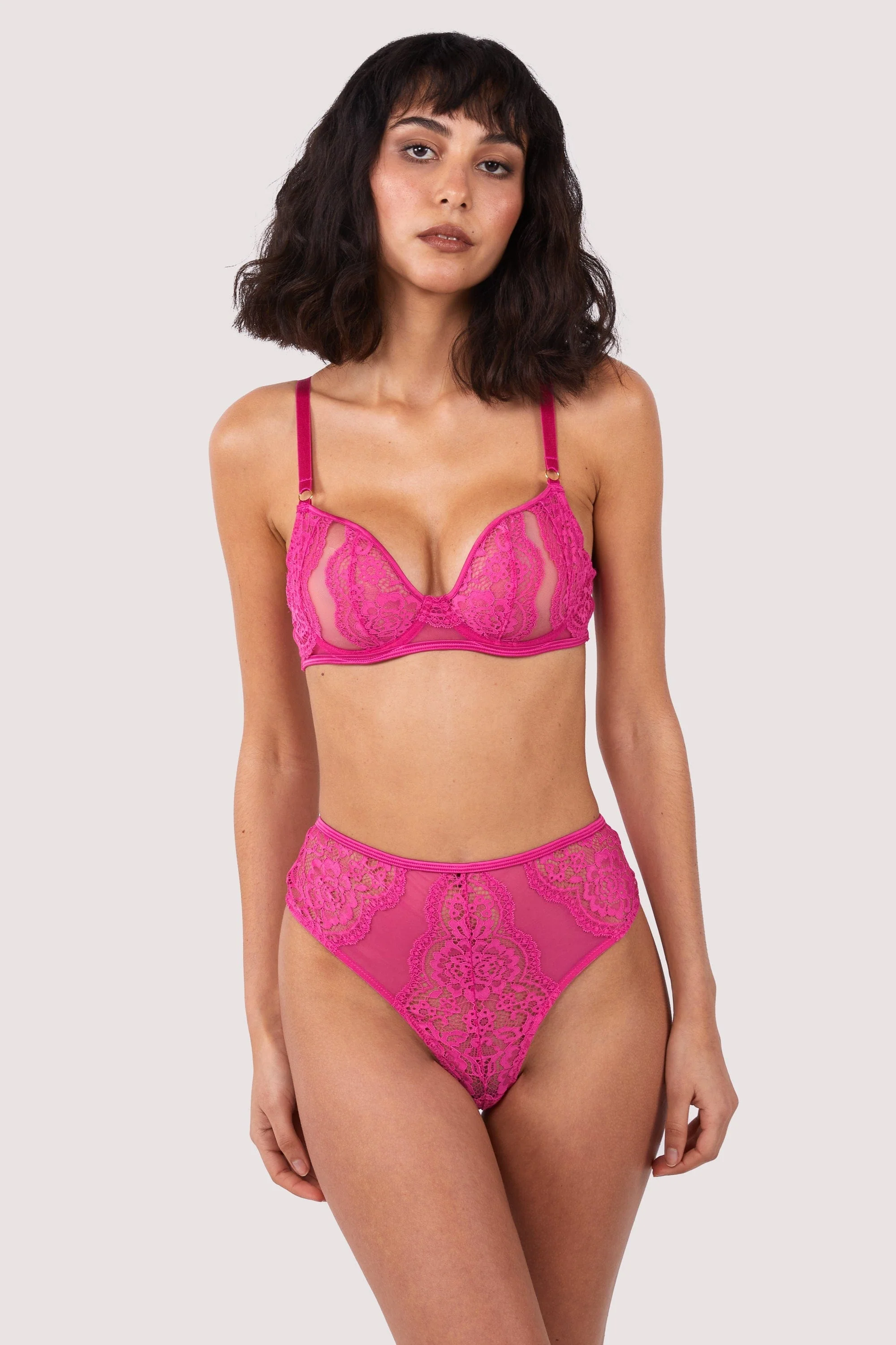 Ophelia Pink Cut Out Lace High Waist Brief - Image 6