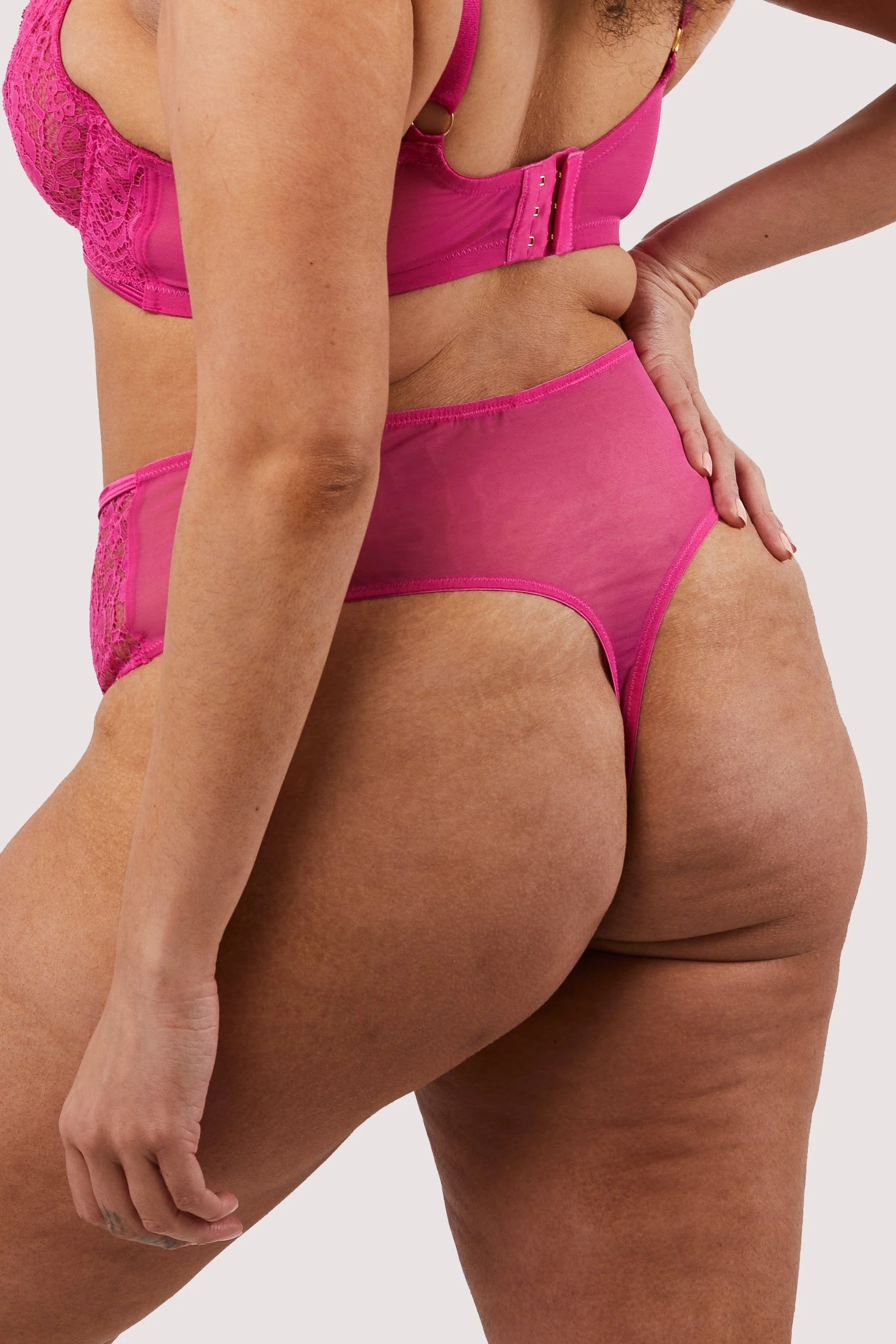 Ophelia Pink Cut Out Lace High Waist Brief - Image 9