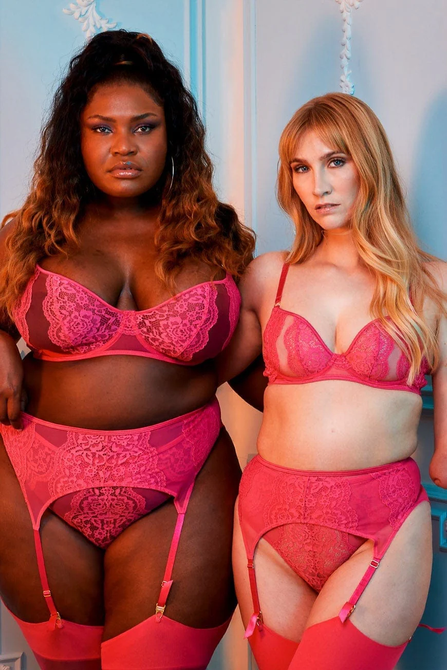 Ophelia Pink Cut Out Lace Suspender - Image 5