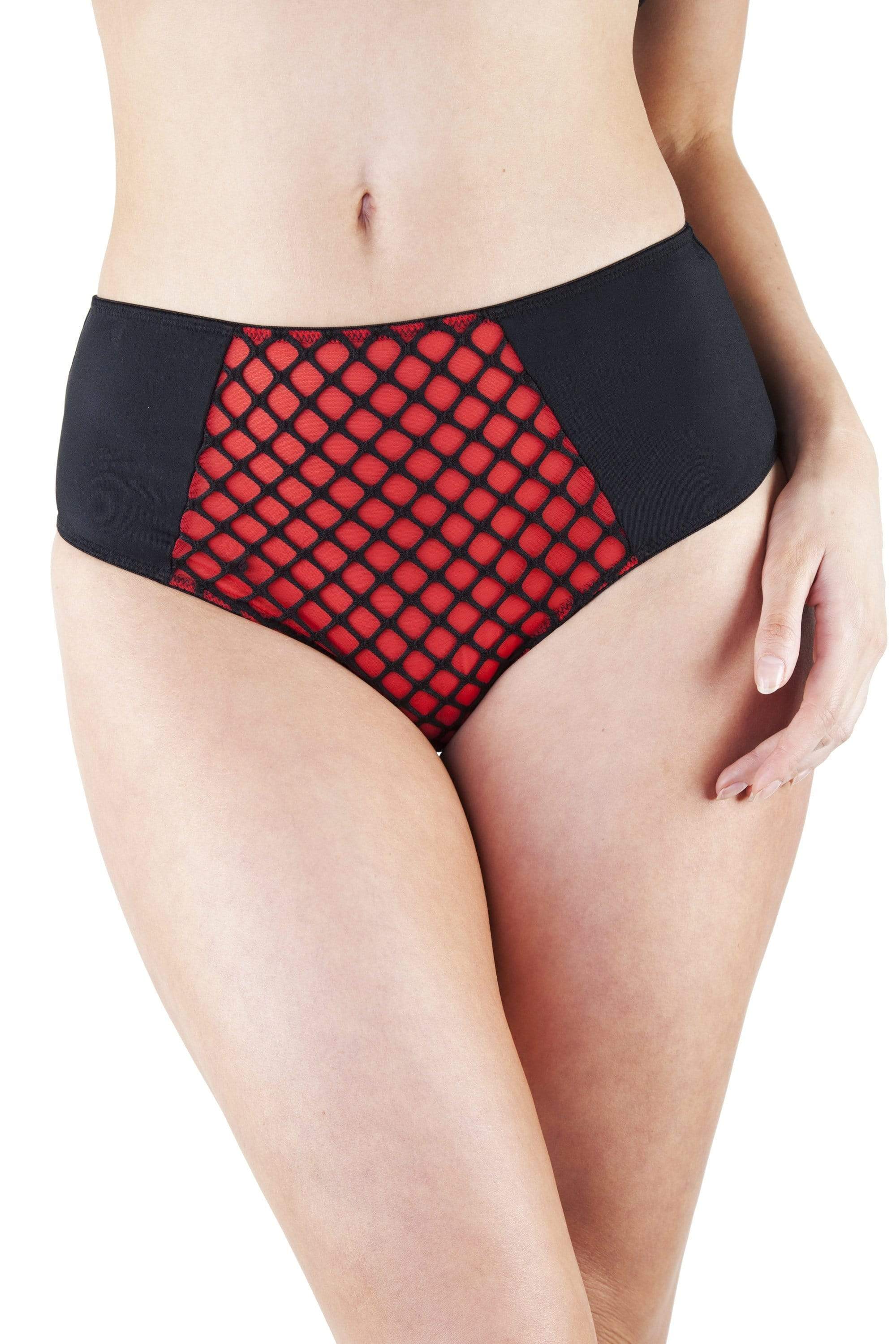 Peek & Beau Callie Red Fishnet High Waist Brief - Image 2