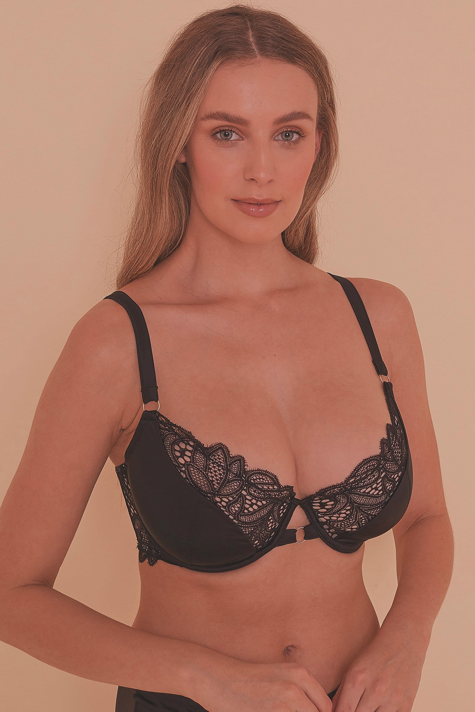 Peek & Beau Ida FB Satin sling & lace bra & ring detail DD - H - Image 3