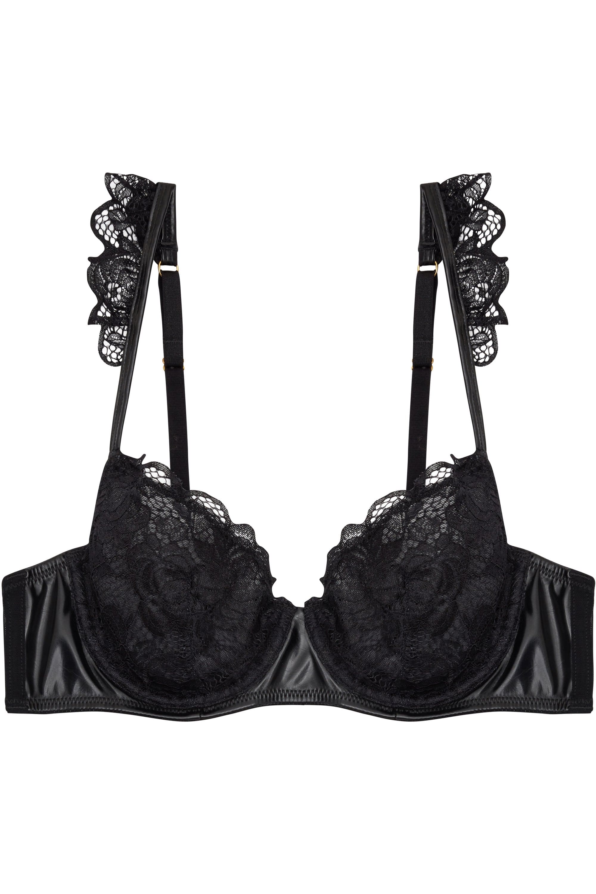 Peek & Beau Quinn Black leatherette Lace Bra A - E - Image 3