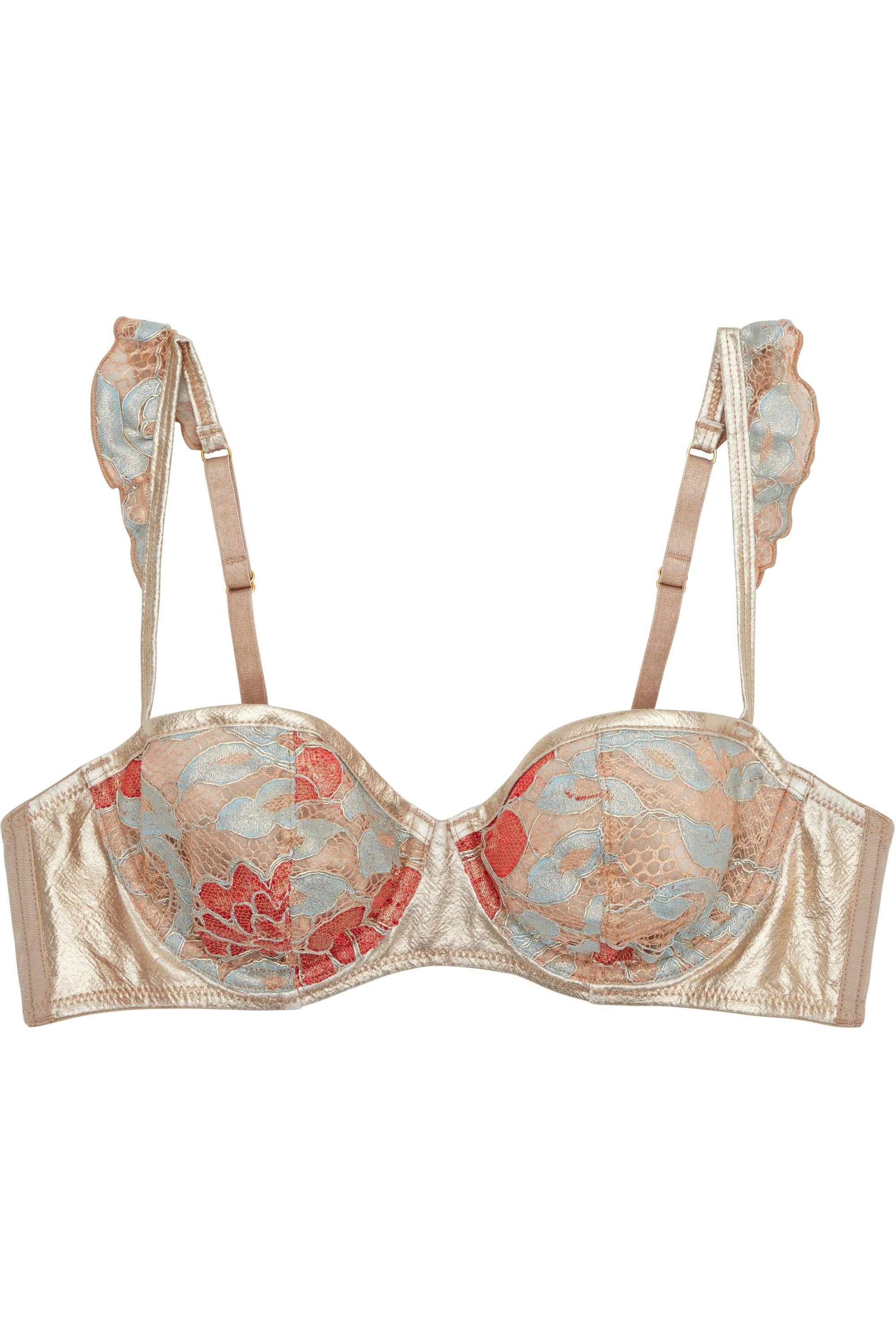 Peek & Beau Quinn Gold leatherette and lace bra A - E - Image 2