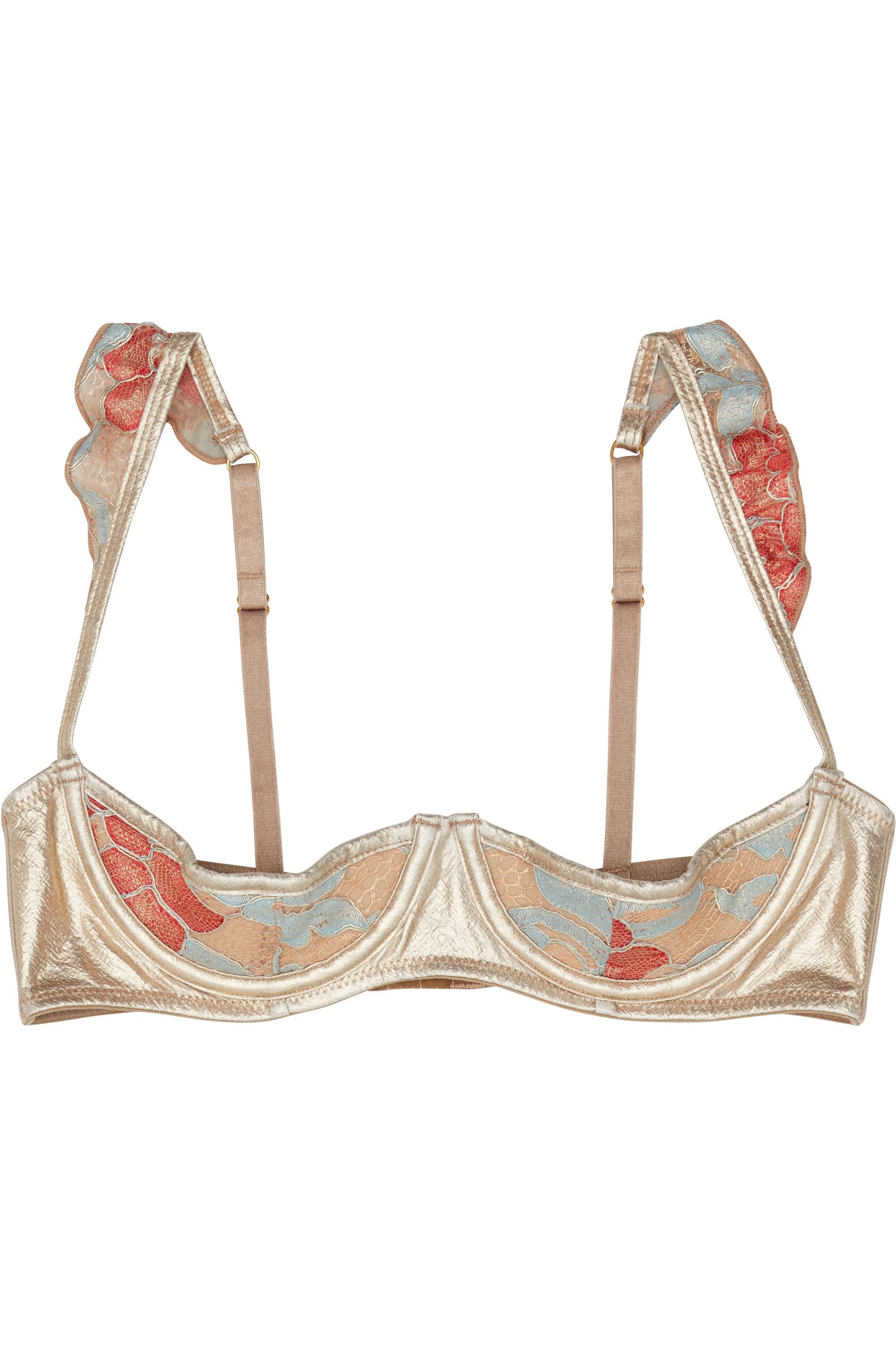 Peek & Beau Quinn Gold leatherette lace 1/4 Cup Bra A- E - Image 2